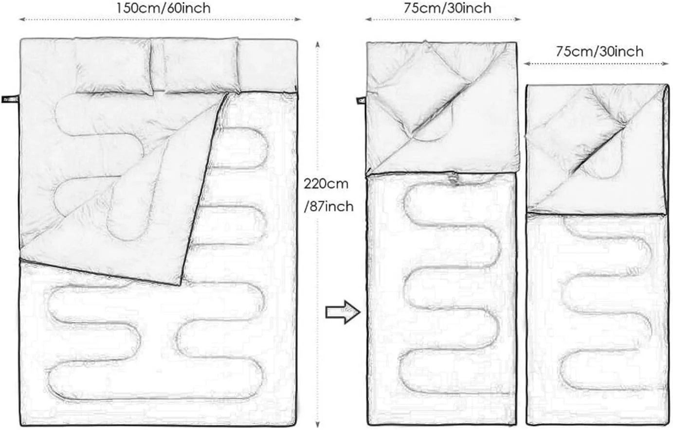 Double Sleeping Bag Warm Camping Sleep Bag 2 Person Supplies Washable Backpacking Quilt Equipment for Indoor Outdoor Adults