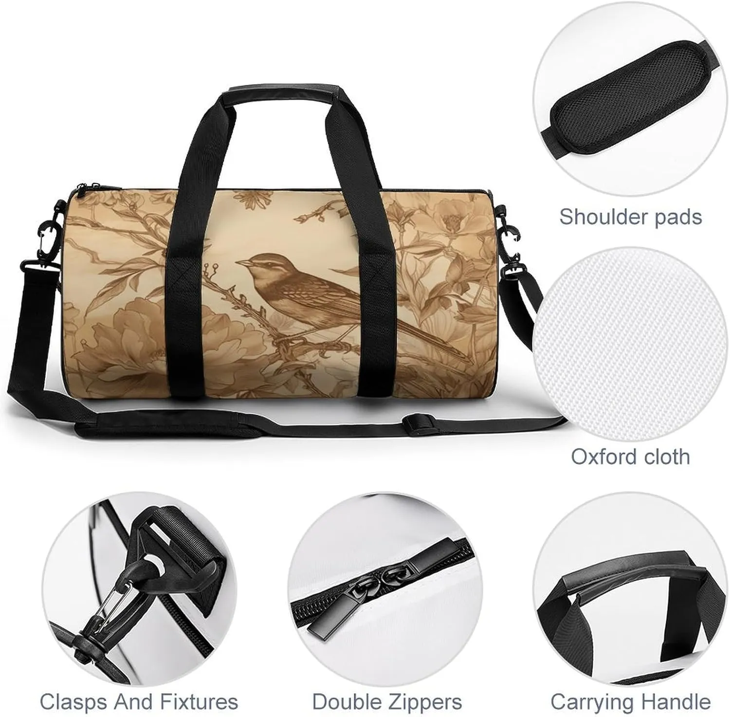 Duffel Bag for Men Women Gym Bag A Bird in The Field Travel Duffel Bag Waterproof Overnight Bag for Sports Workout