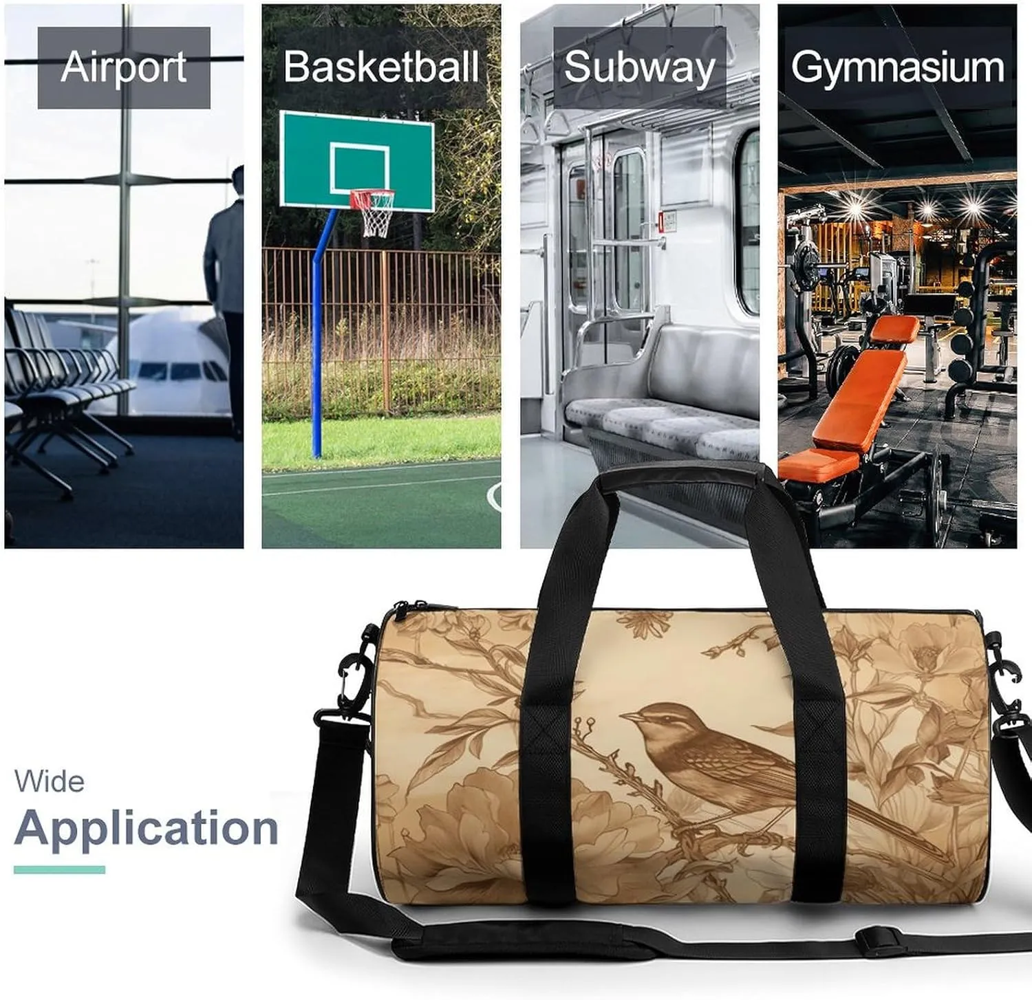 Duffel Bag for Men Women Gym Bag A Bird in The Field Travel Duffel Bag Waterproof Overnight Bag for Sports Workout