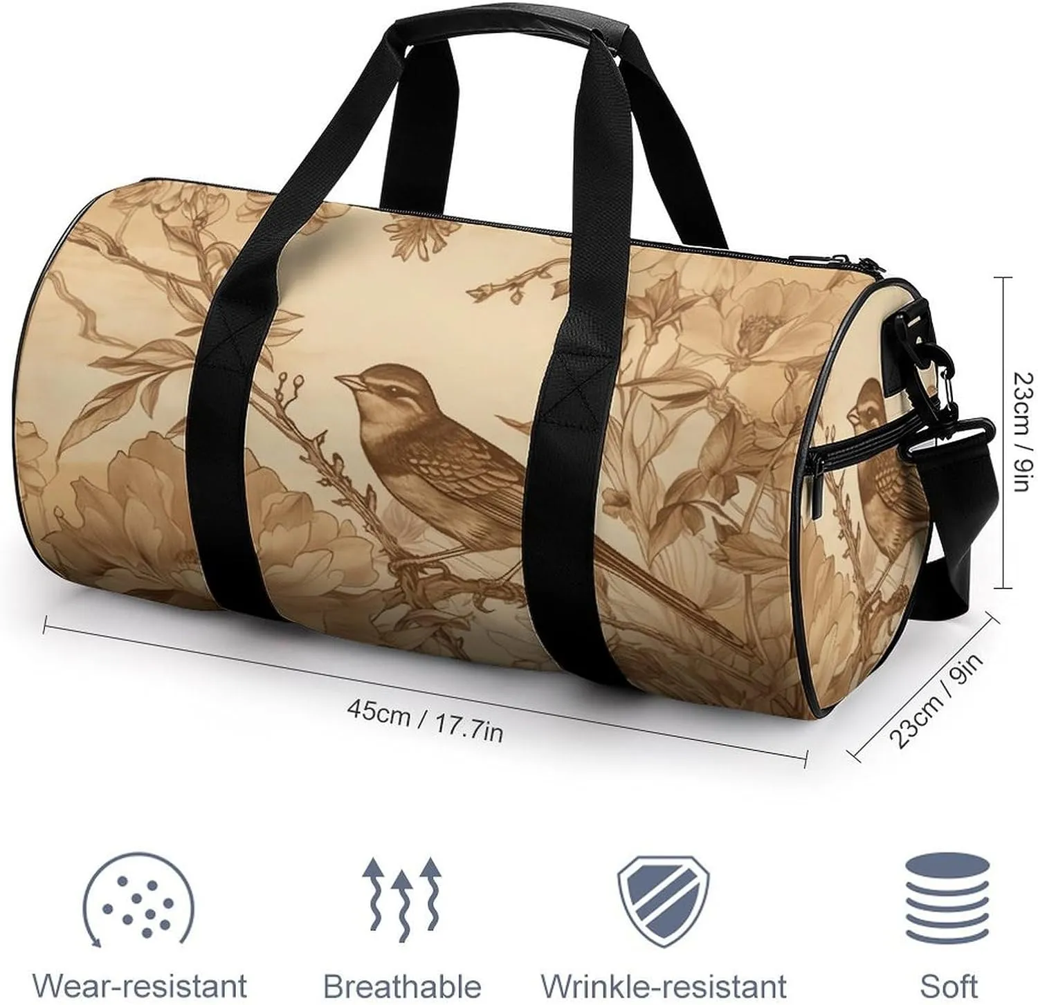 Duffel Bag for Men Women Gym Bag A Bird in The Field Travel Duffel Bag Waterproof Overnight Bag for Sports Workout