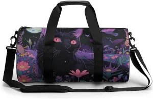 Duffel Bag for Men Women Gym Bag A Black Cat Travel Duffel Bag Waterproof Overnight Bag for Sports Workout