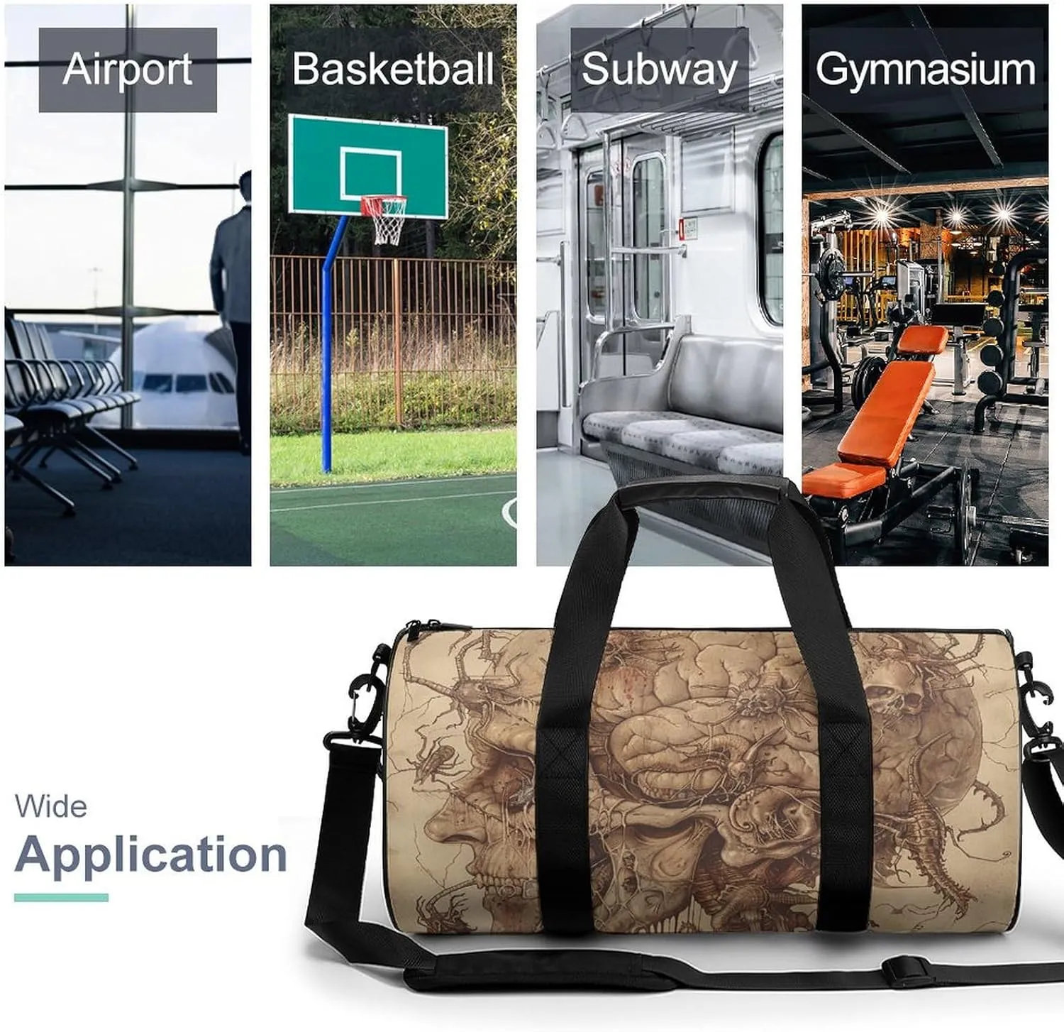 Duffel Bag for Men Women Gym Bag Adult Head Pictures Travel Duffel Bag Waterproof Overnight Bag for Sports Workout
