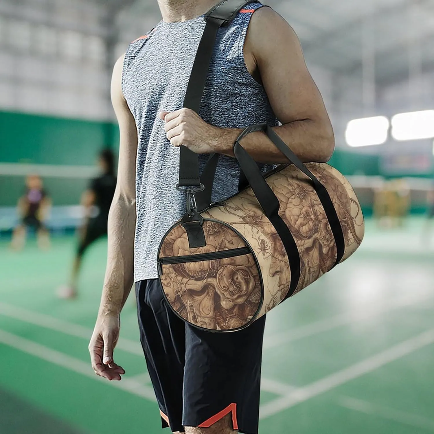 Duffel Bag for Men Women Gym Bag Adult Head Pictures Travel Duffel Bag Waterproof Overnight Bag for Sports Workout