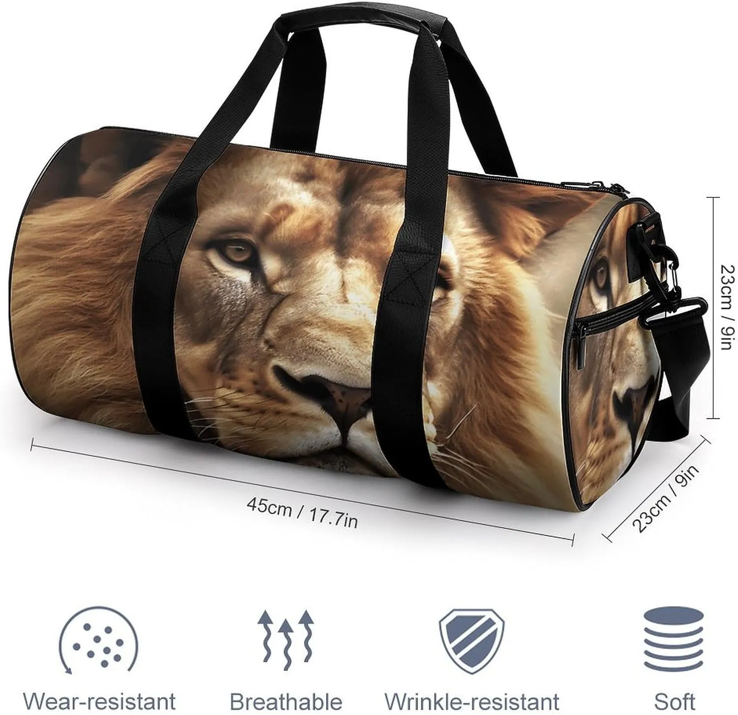 Duffel Bag for Men Women Gym Bag African Lion Travel Duffel Bag Waterproof Overnight Bag for Sports Workout