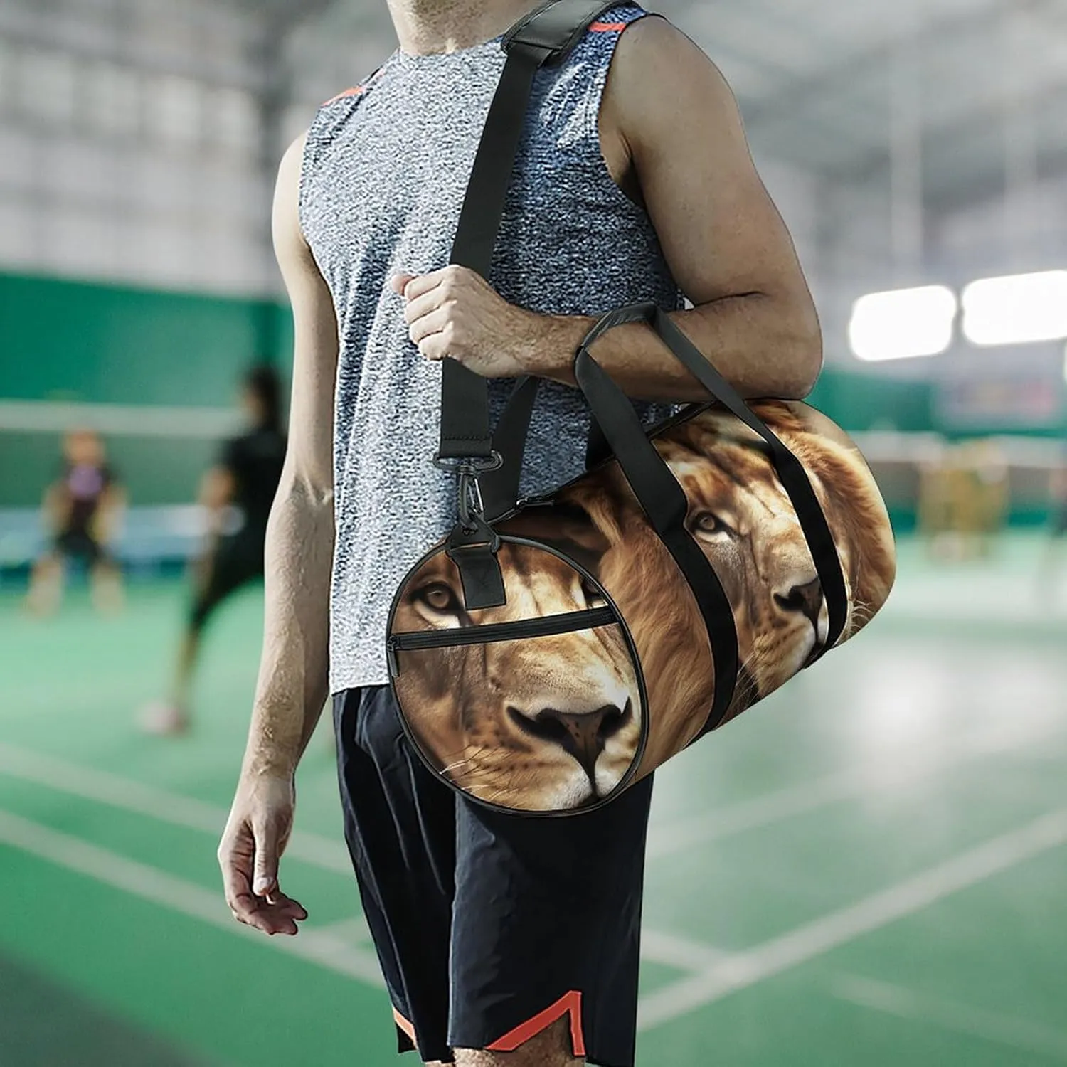 Duffel Bag for Men Women Gym Bag African Lion Travel Duffel Bag Waterproof Overnight Bag for Sports Workout