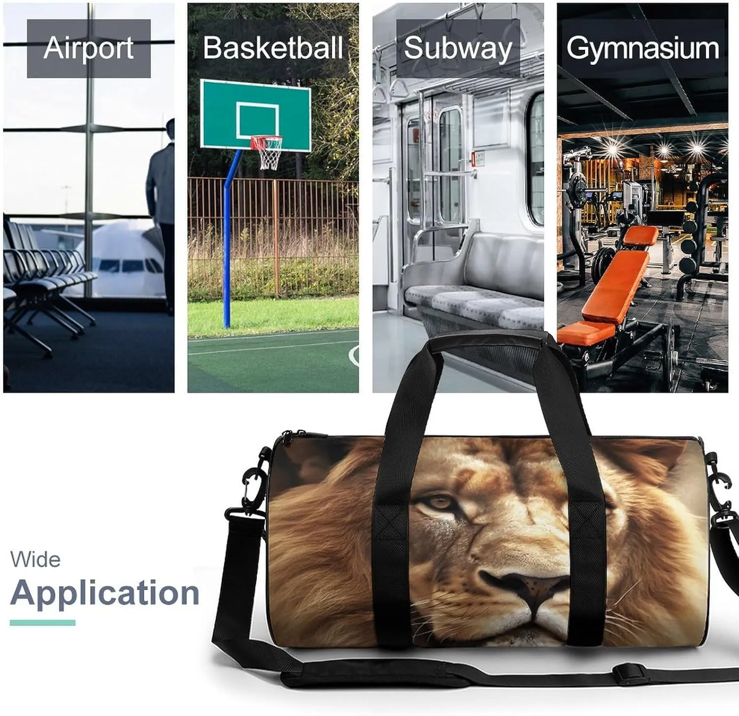 Duffel Bag for Men Women Gym Bag African Lion Travel Duffel Bag Waterproof Overnight Bag for Sports Workout