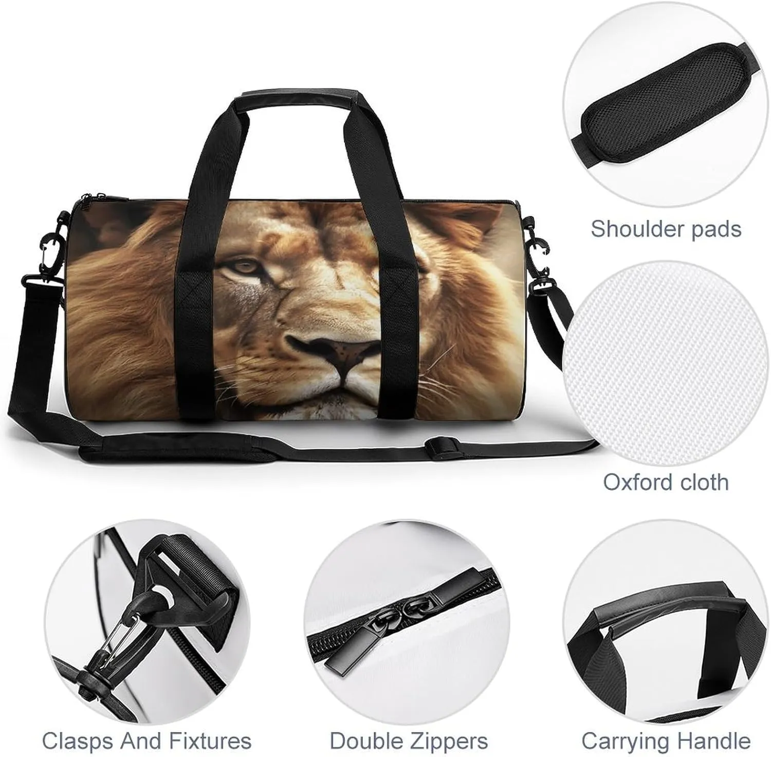 Duffel Bag for Men Women Gym Bag African Lion Travel Duffel Bag Waterproof Overnight Bag for Sports Workout