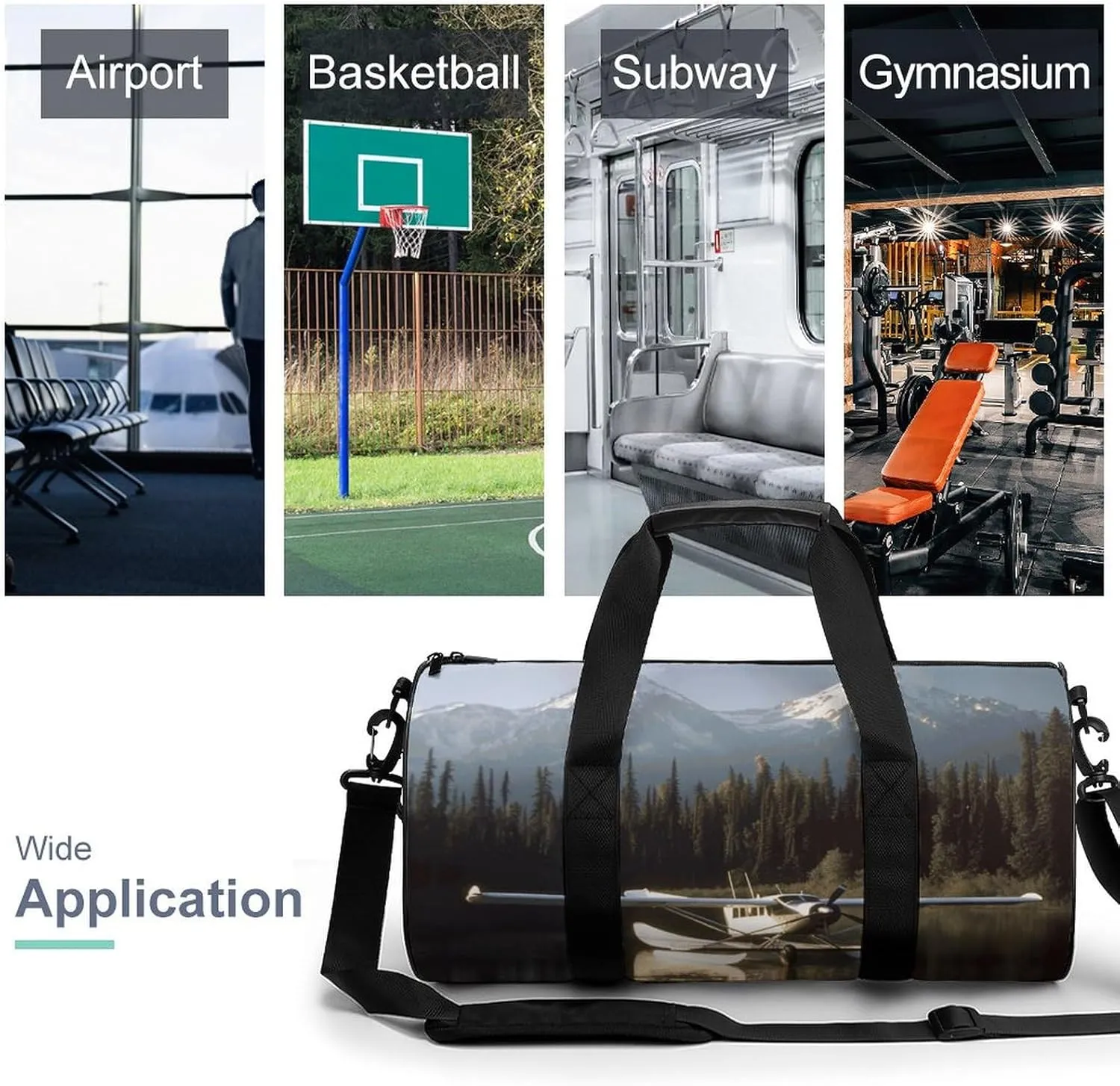 Duffel Bag for Men Women Gym Bag Airplane on Lake Travel Duffel Bag Waterproof Overnight Bag for Sports Workout