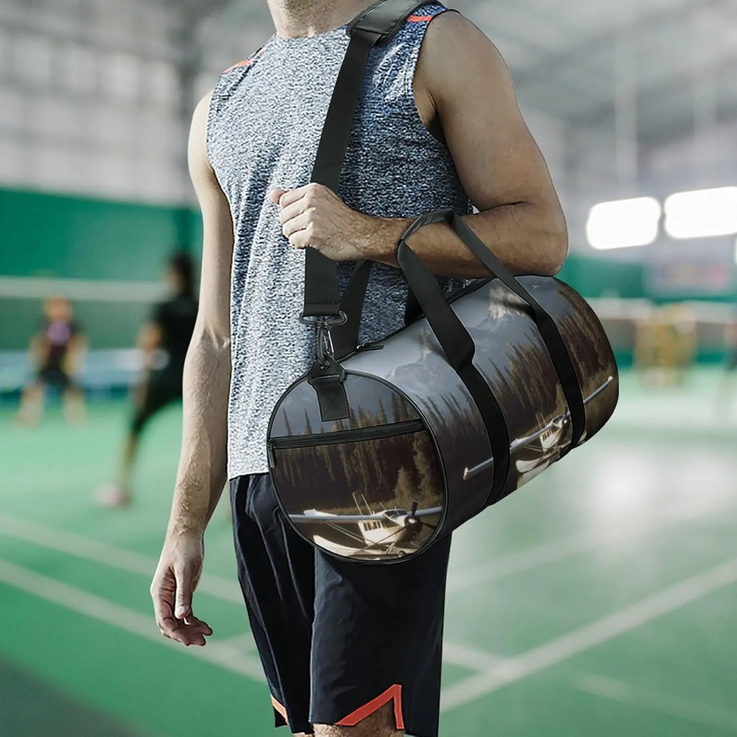 Duffel Bag for Men Women Gym Bag Airplane on Lake Travel Duffel Bag Waterproof Overnight Bag for Sports Workout