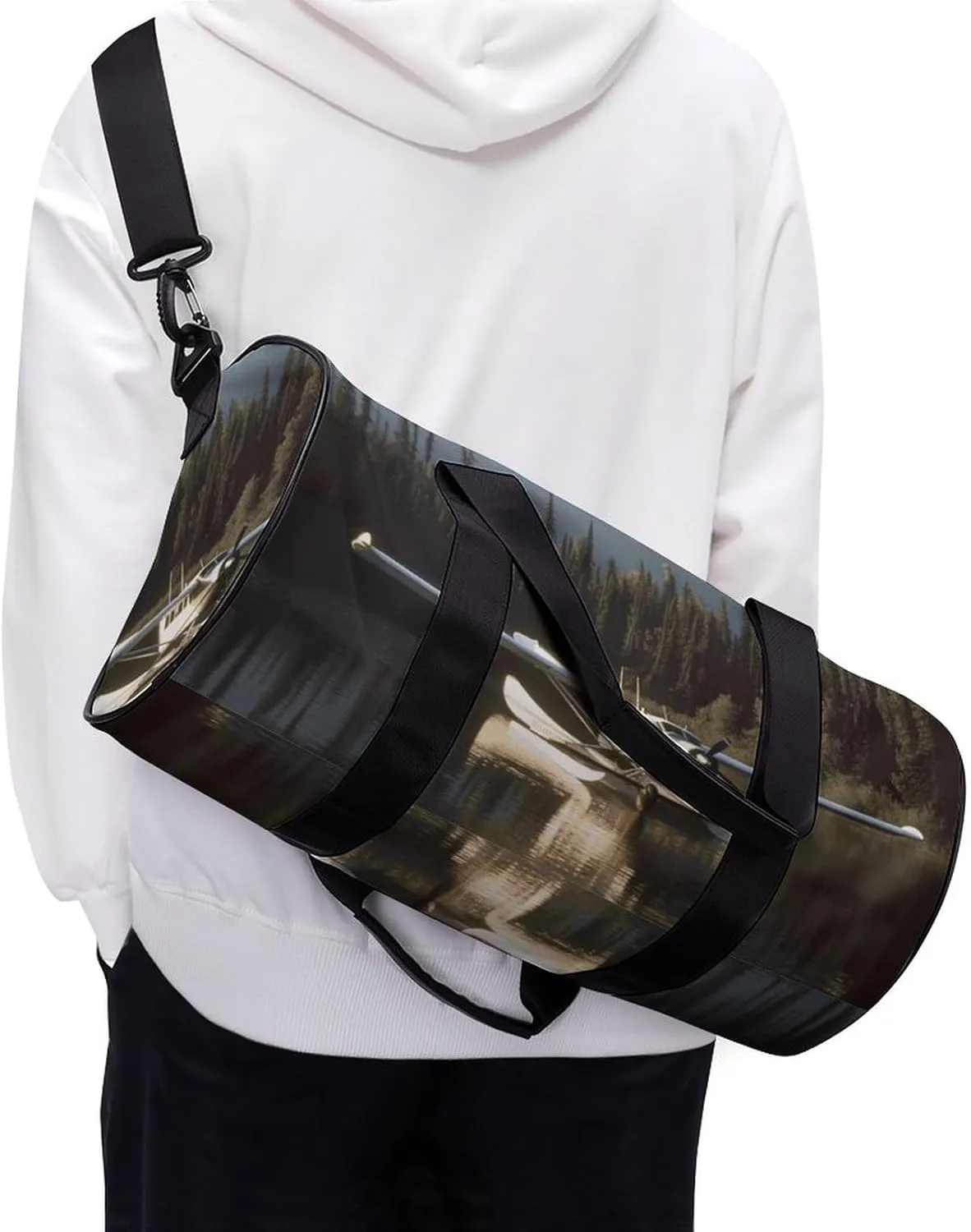Duffel Bag for Men Women Gym Bag Airplane on Lake Travel Duffel Bag Waterproof Overnight Bag for Sports Workout