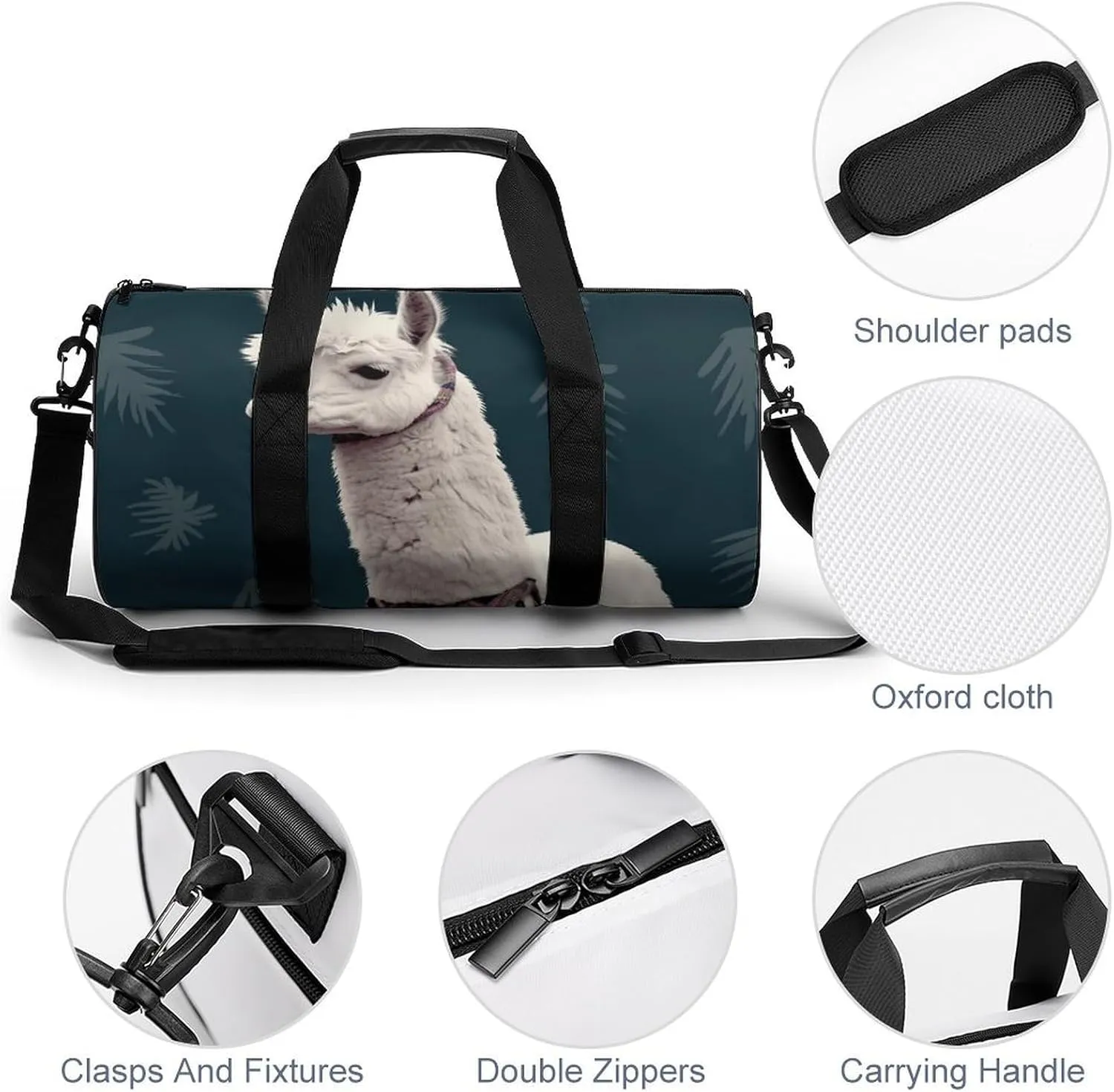 Duffel Bag for Men Women Gym Bag Alpaca Llama Travel Duffel Bag Waterproof Overnight Bag for Sports Workout