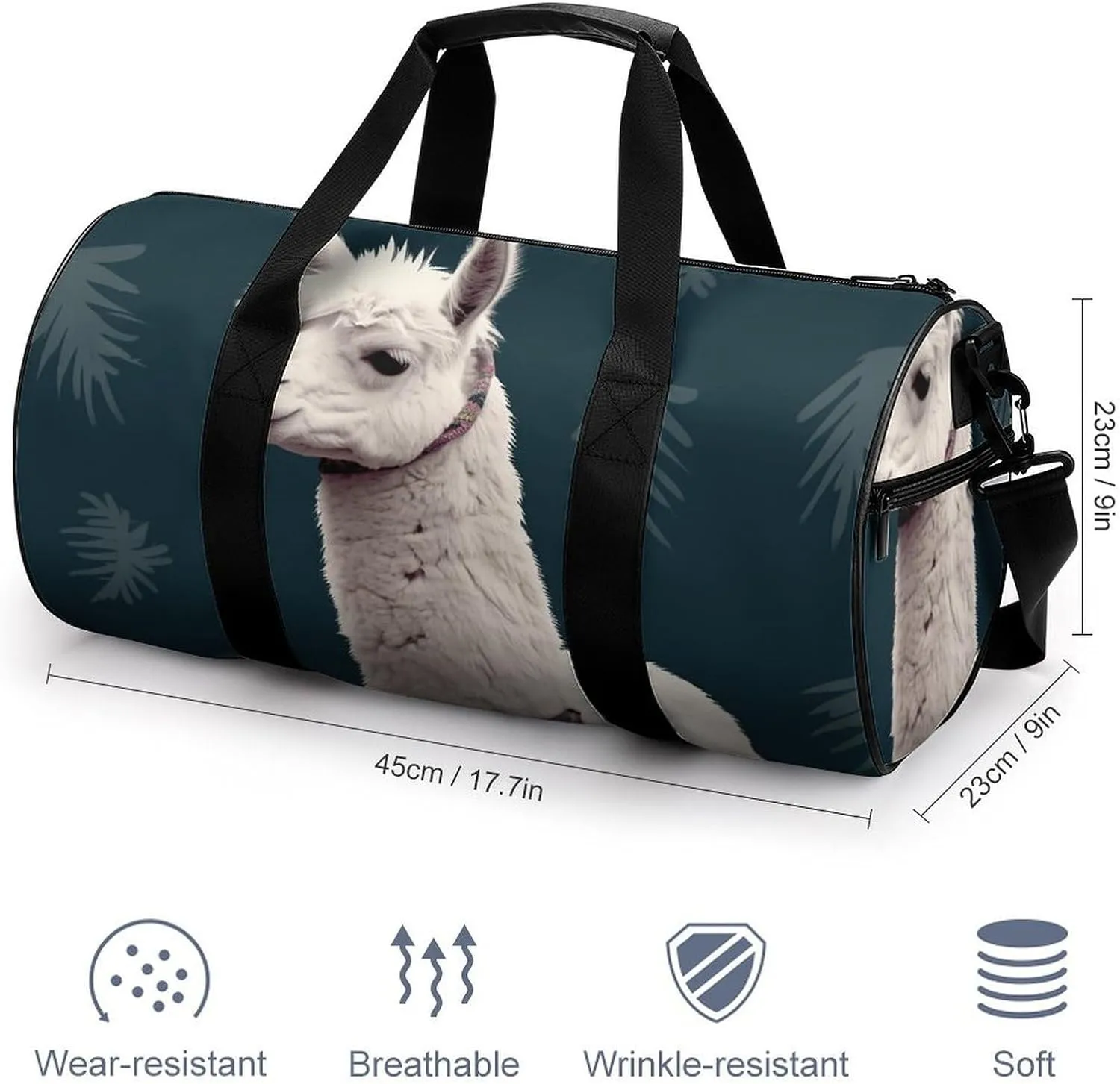 Duffel Bag for Men Women Gym Bag Alpaca Llama Travel Duffel Bag Waterproof Overnight Bag for Sports Workout