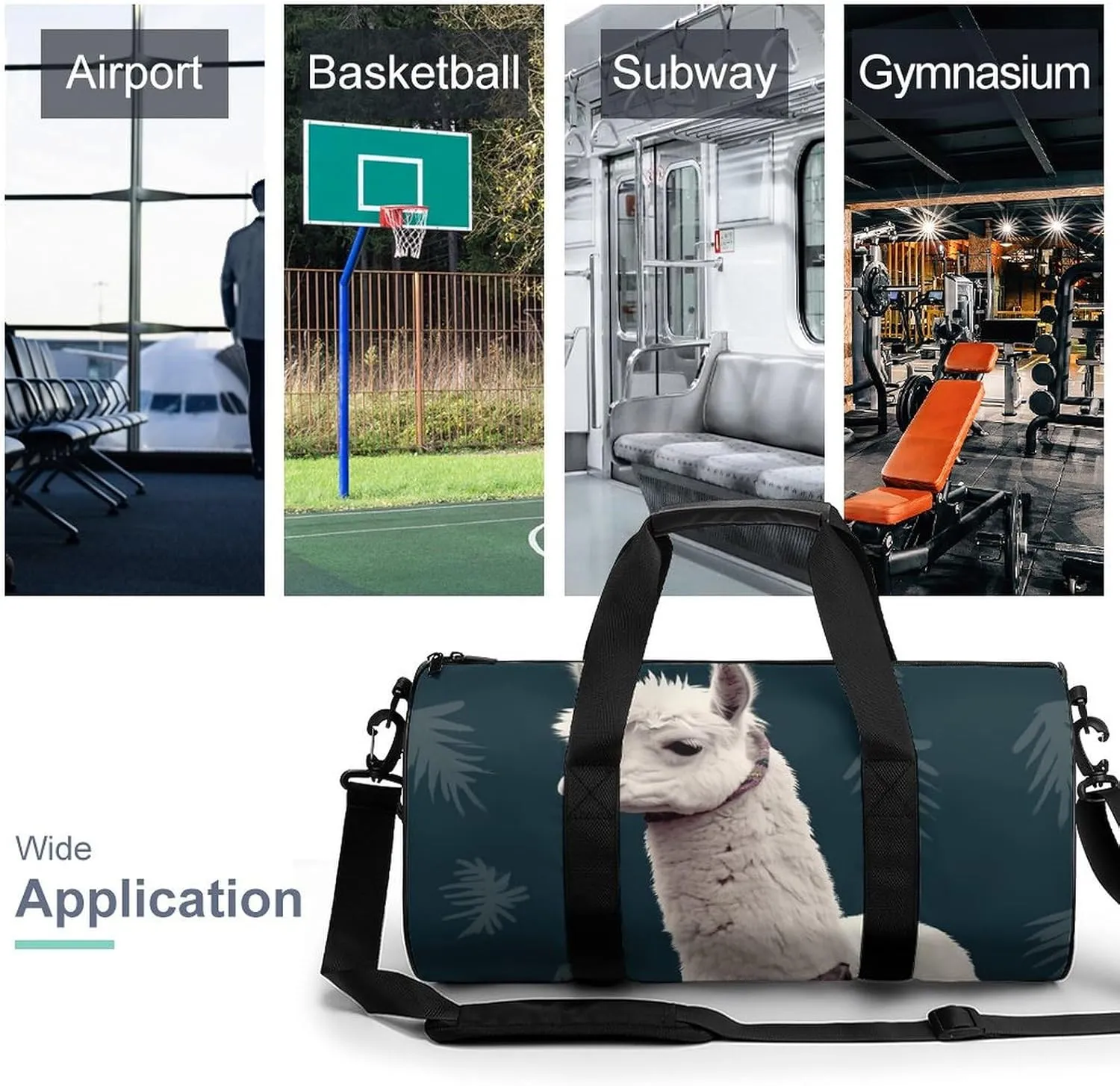 Duffel Bag for Men Women Gym Bag Alpaca Llama Travel Duffel Bag Waterproof Overnight Bag for Sports Workout