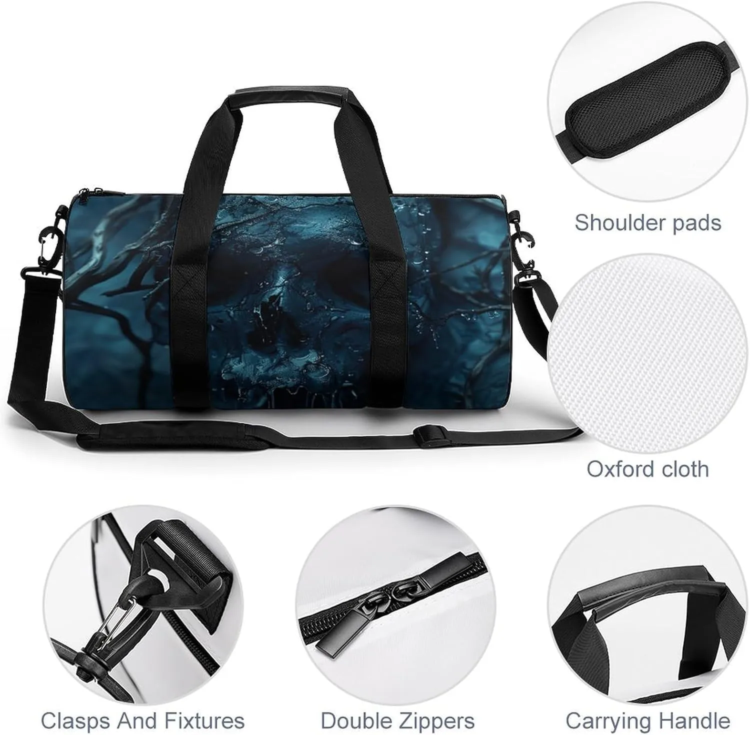 Duffel Bag for Men Women Gym Bag Ancient Skull Pictures Travel Duffel Bag Waterproof Overnight Bag for Sports Workout