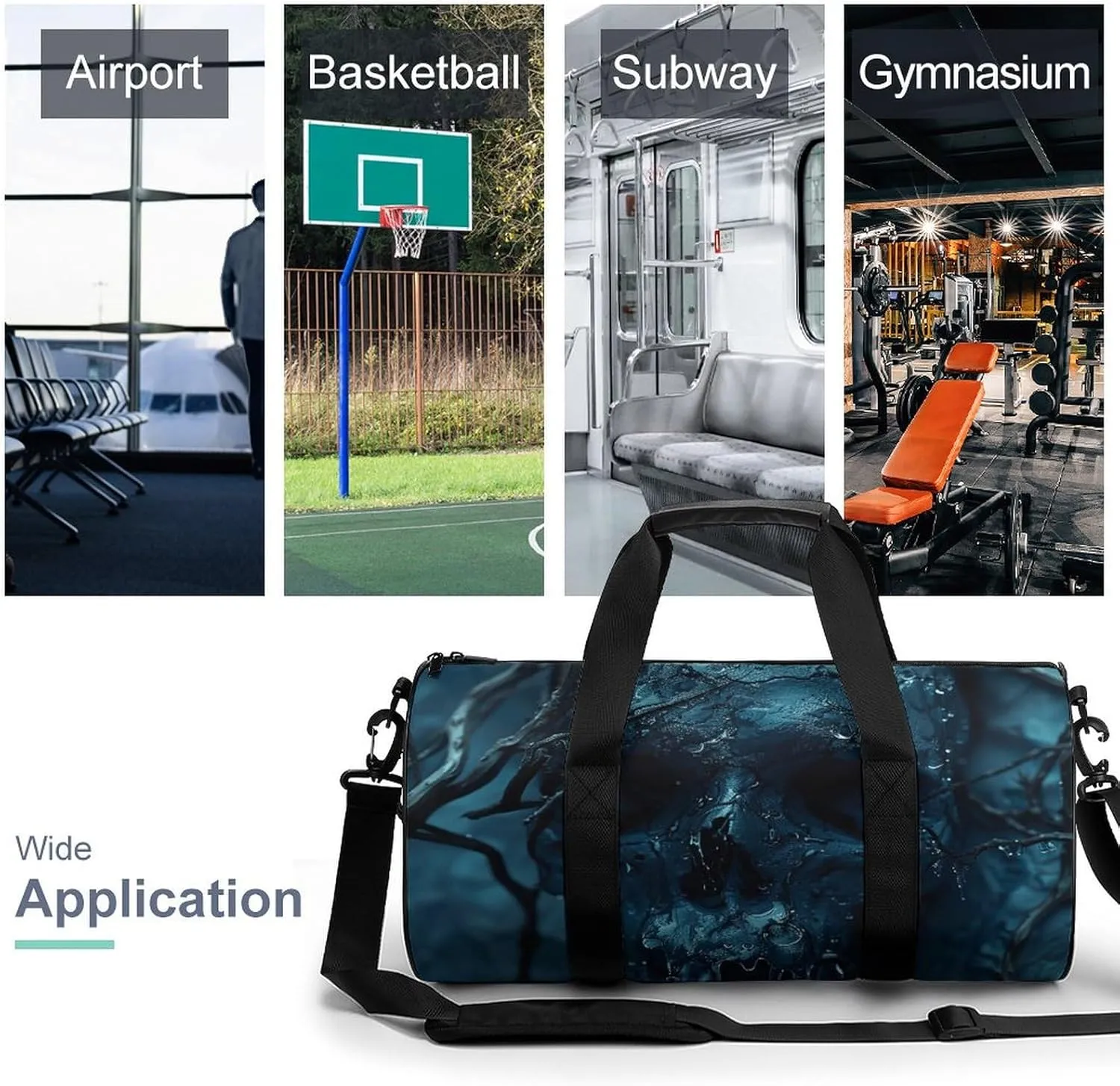 Duffel Bag for Men Women Gym Bag Ancient Skull Pictures Travel Duffel Bag Waterproof Overnight Bag for Sports Workout