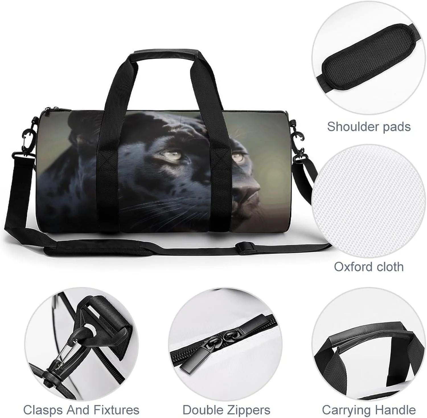 Duffel Bag for Men Women Gym Bag Animal Panther Travel Duffel Bag Waterproof Overnight Bag for Sports Workout