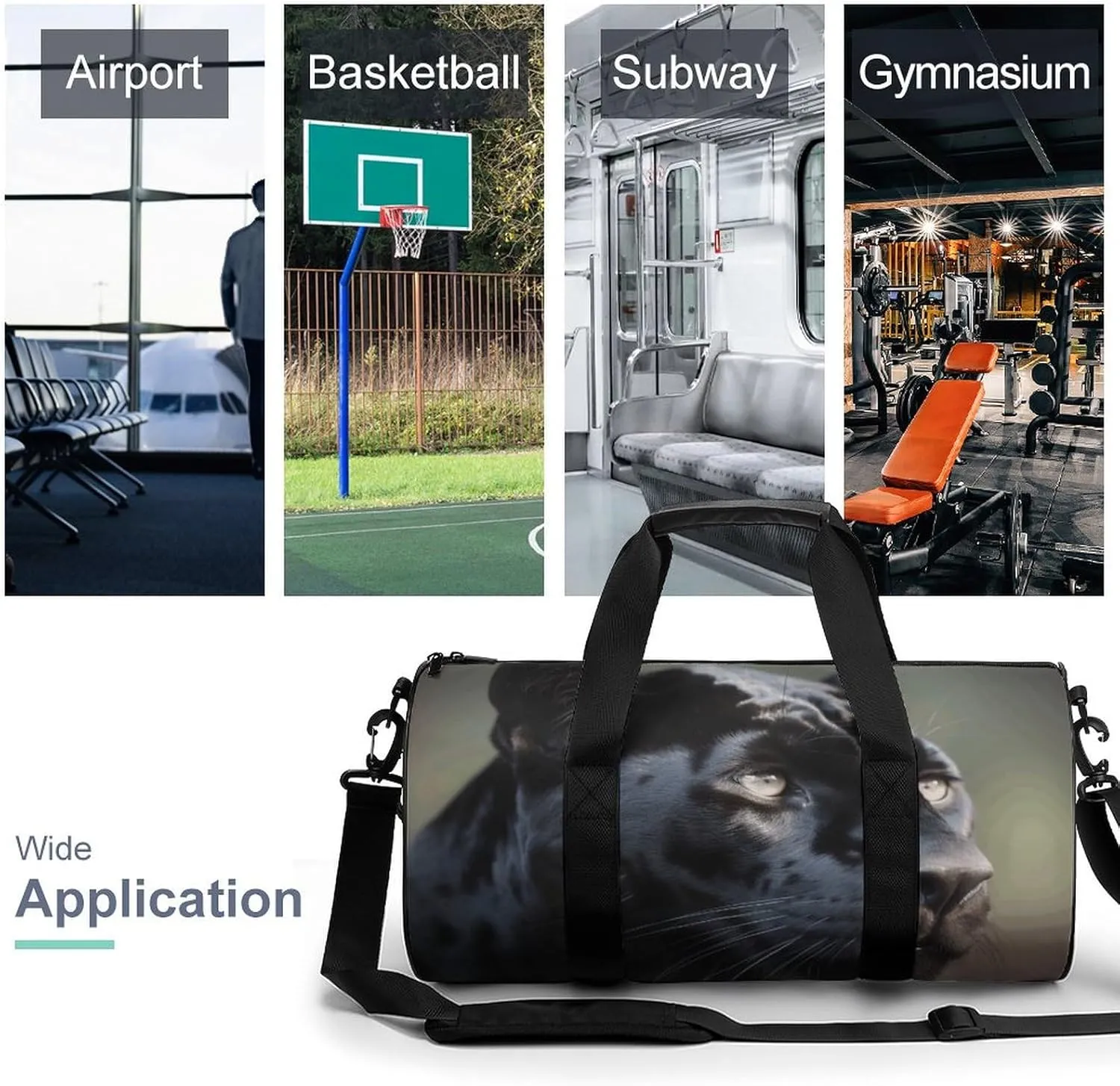 Duffel Bag for Men Women Gym Bag Animal Panther Travel Duffel Bag Waterproof Overnight Bag for Sports Workout