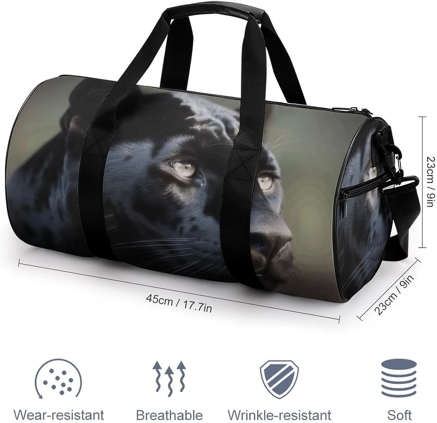 Duffel Bag for Men Women Gym Bag Animal Panther Travel Duffel Bag Waterproof Overnight Bag for Sports Workout