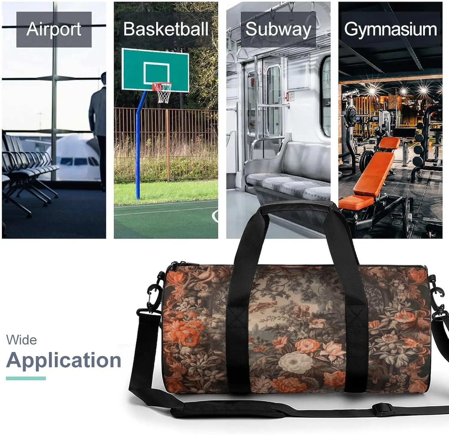 Duffel Bag for Men Women Gym Bag Art Deco Pattern Travel Duffel Bag Waterproof Overnight Bag for Sports Workout