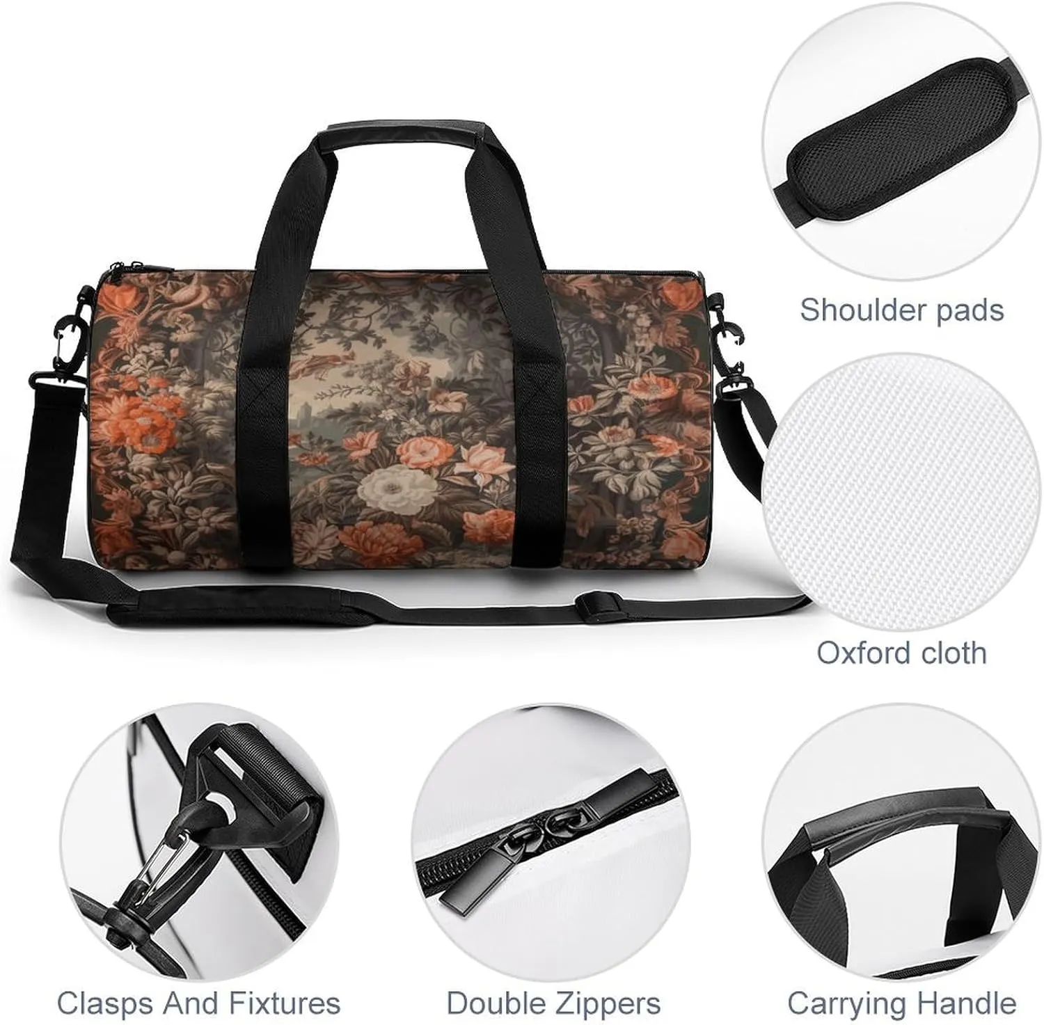 Duffel Bag for Men Women Gym Bag Art Deco Pattern Travel Duffel Bag Waterproof Overnight Bag for Sports Workout