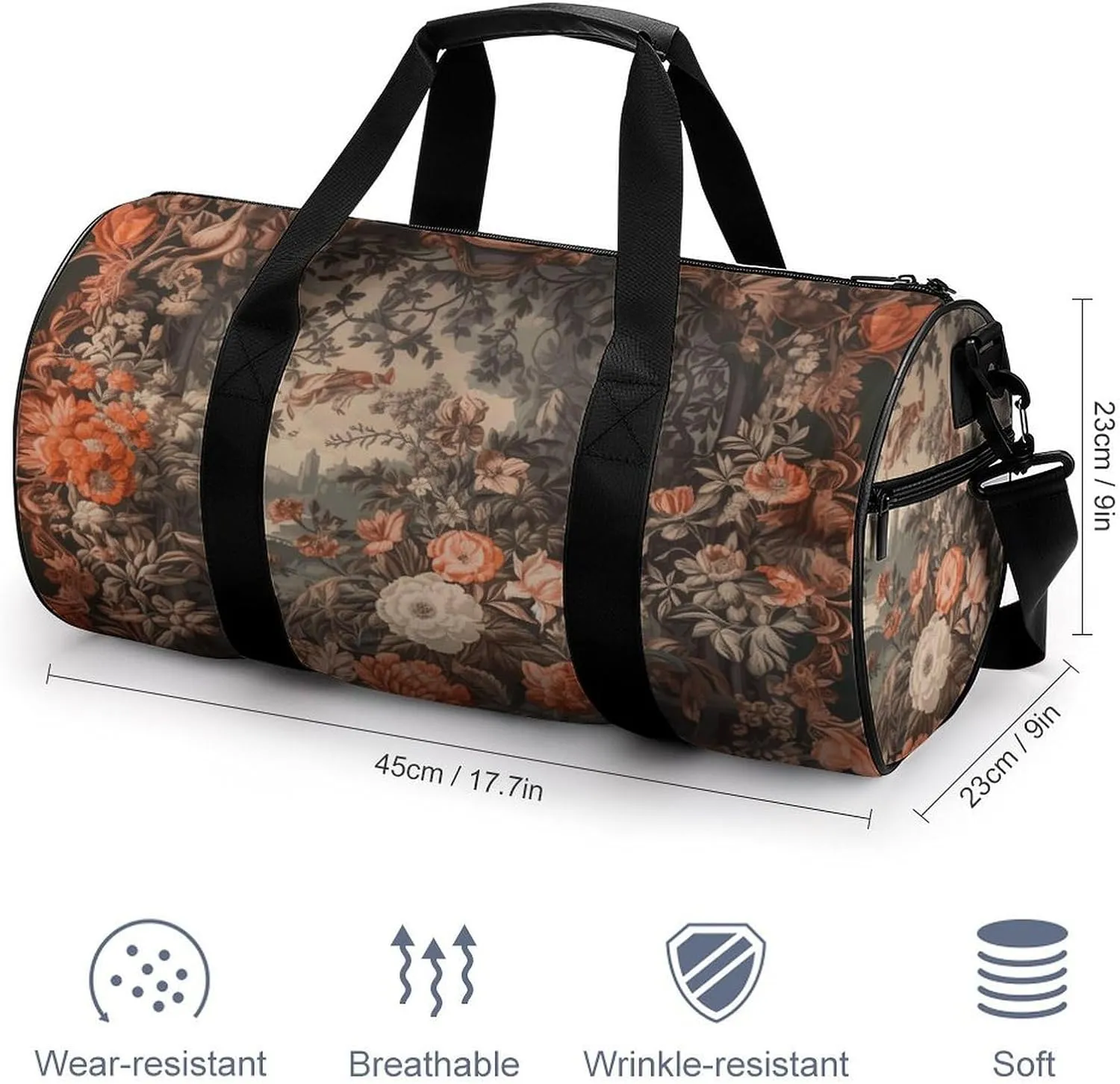 Duffel Bag for Men Women Gym Bag Art Deco Pattern Travel Duffel Bag Waterproof Overnight Bag for Sports Workout