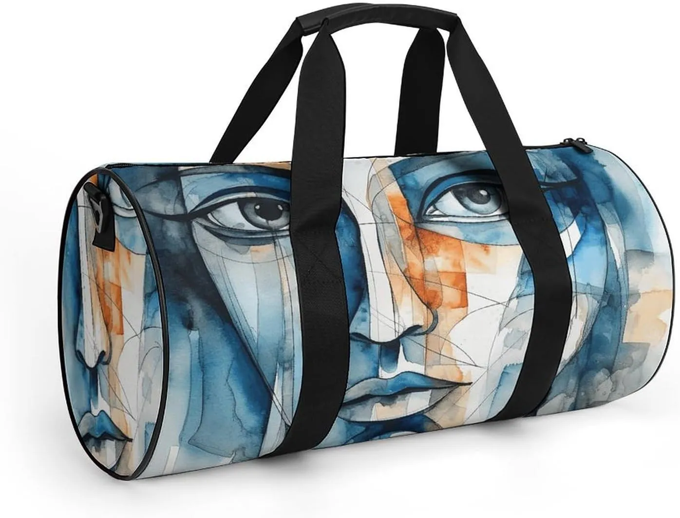 Duffel Bag for Men Women Gym Bag Art Face Travel Duffel Bag Waterproof Overnight Bag for Sports Workout