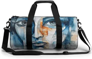 Duffel Bag for Men Women Gym Bag Art Face Travel Duffel Bag Waterproof Overnight Bag for Sports Workout