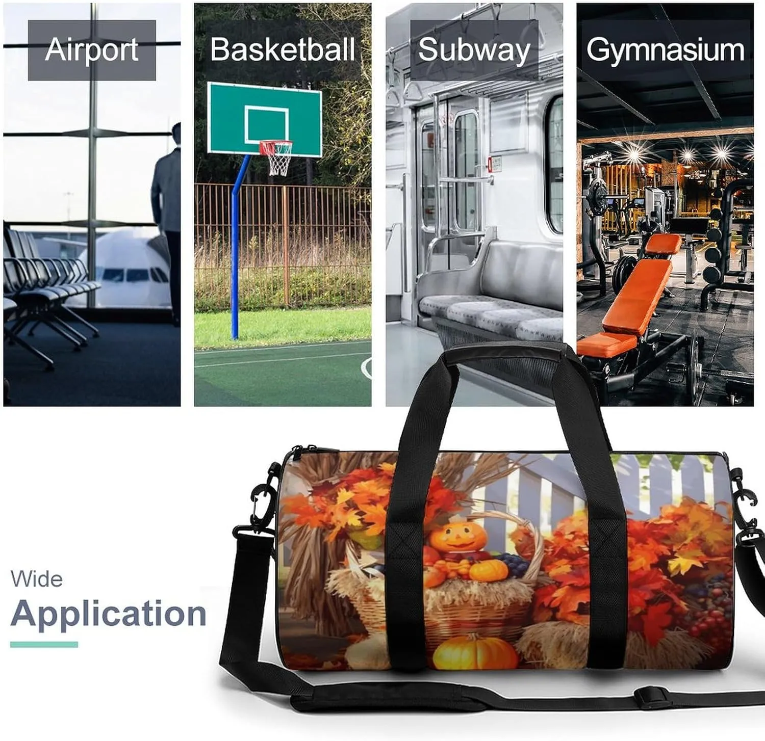 Duffel Bag for Men Women Gym Bag Autumn Thanksgiving Travel Duffel Bag Waterproof Overnight Bag for Sports Workout