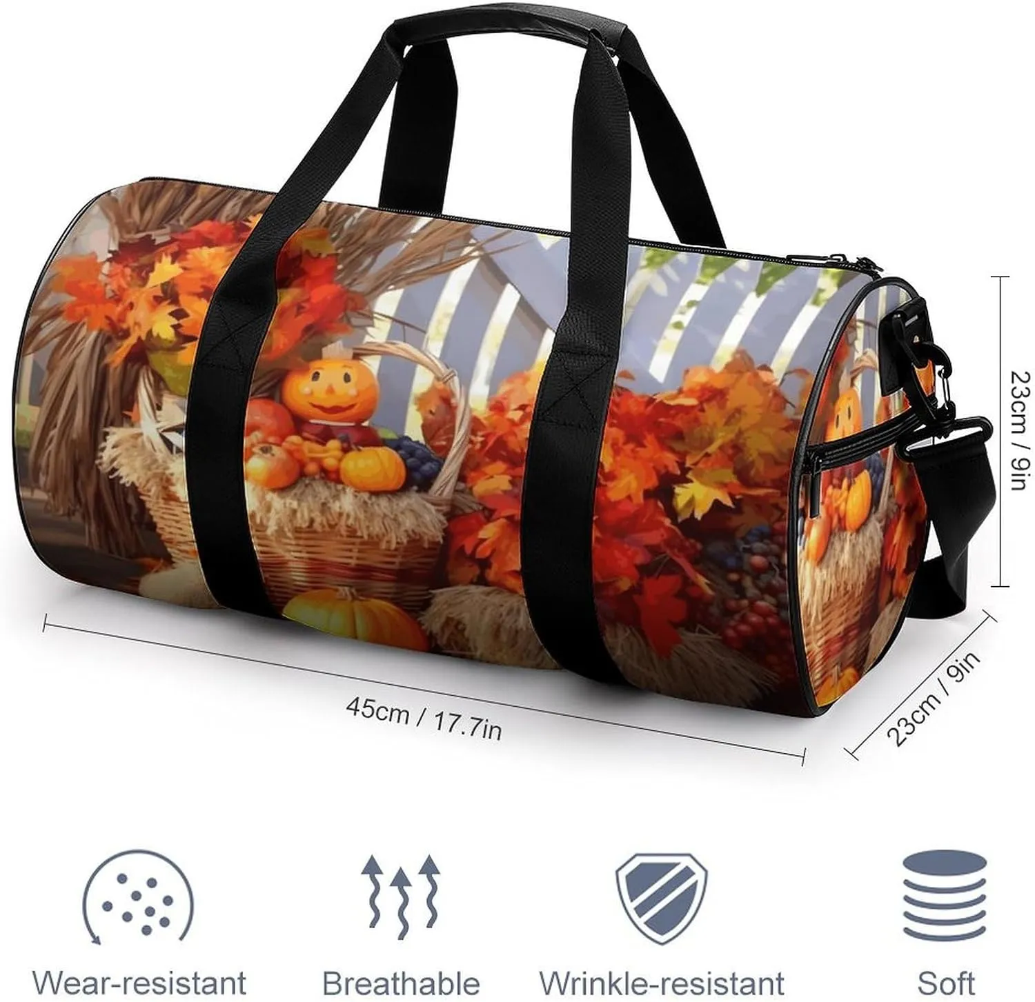 Duffel Bag for Men Women Gym Bag Autumn Thanksgiving Travel Duffel Bag Waterproof Overnight Bag for Sports Workout