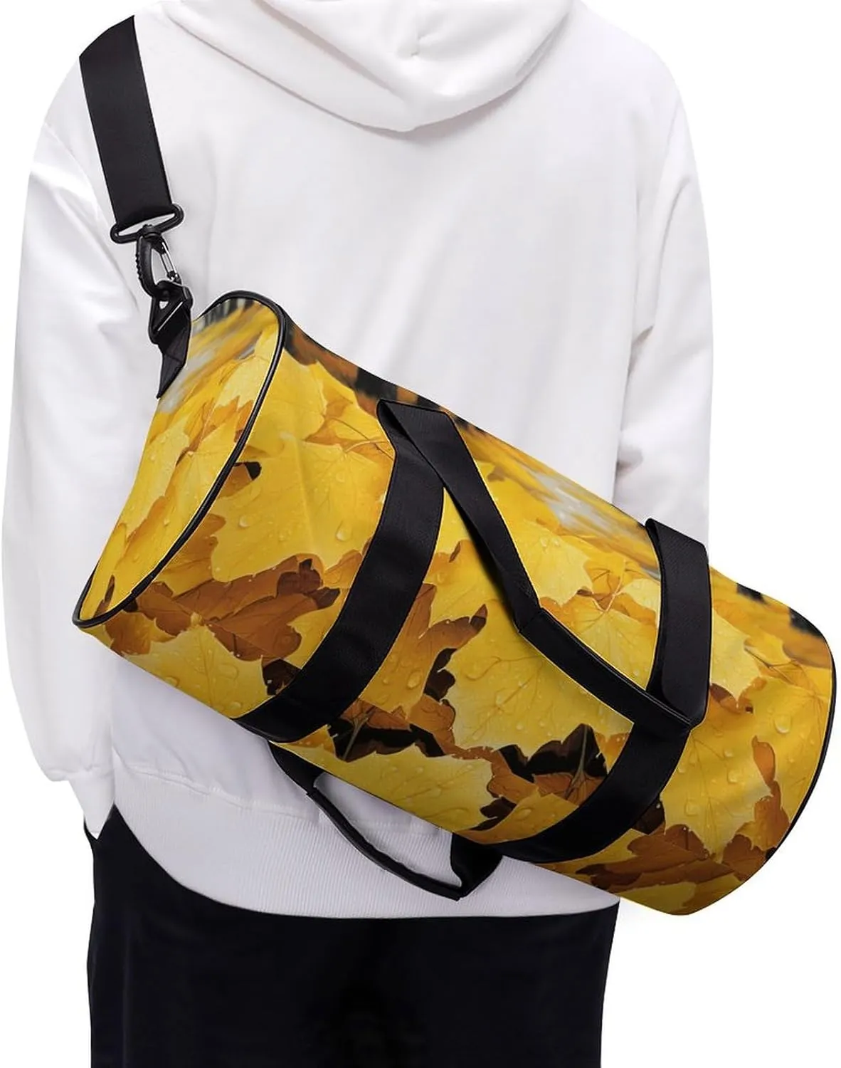 Duffel Bag for Men Women Gym Bag Autumn Yellow Leaves Travel Duffel Bag Waterproof Overnight Bag for Sports Workout