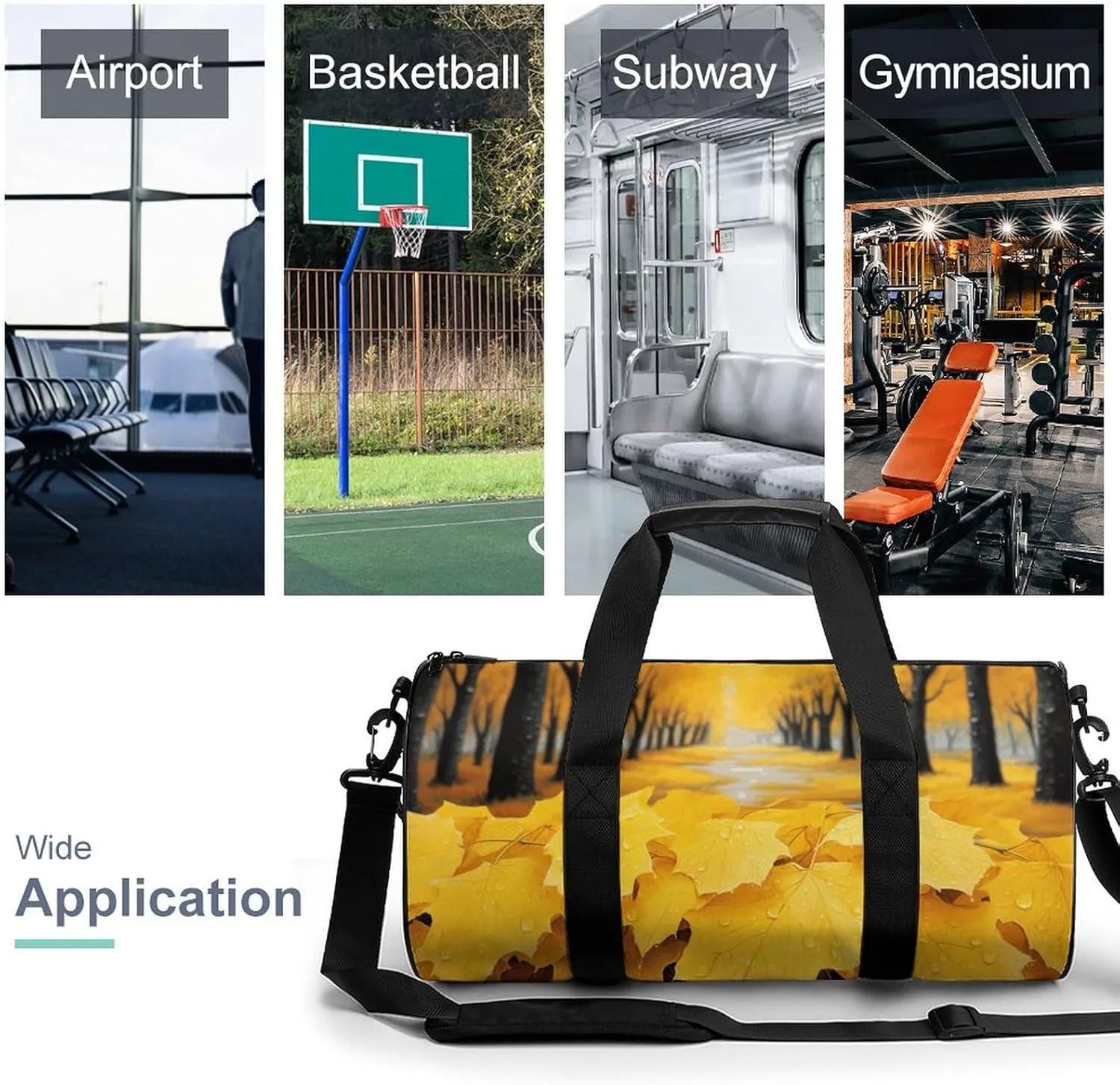 Duffel Bag for Men Women Gym Bag Autumn Yellow Leaves Travel Duffel Bag Waterproof Overnight Bag for Sports Workout