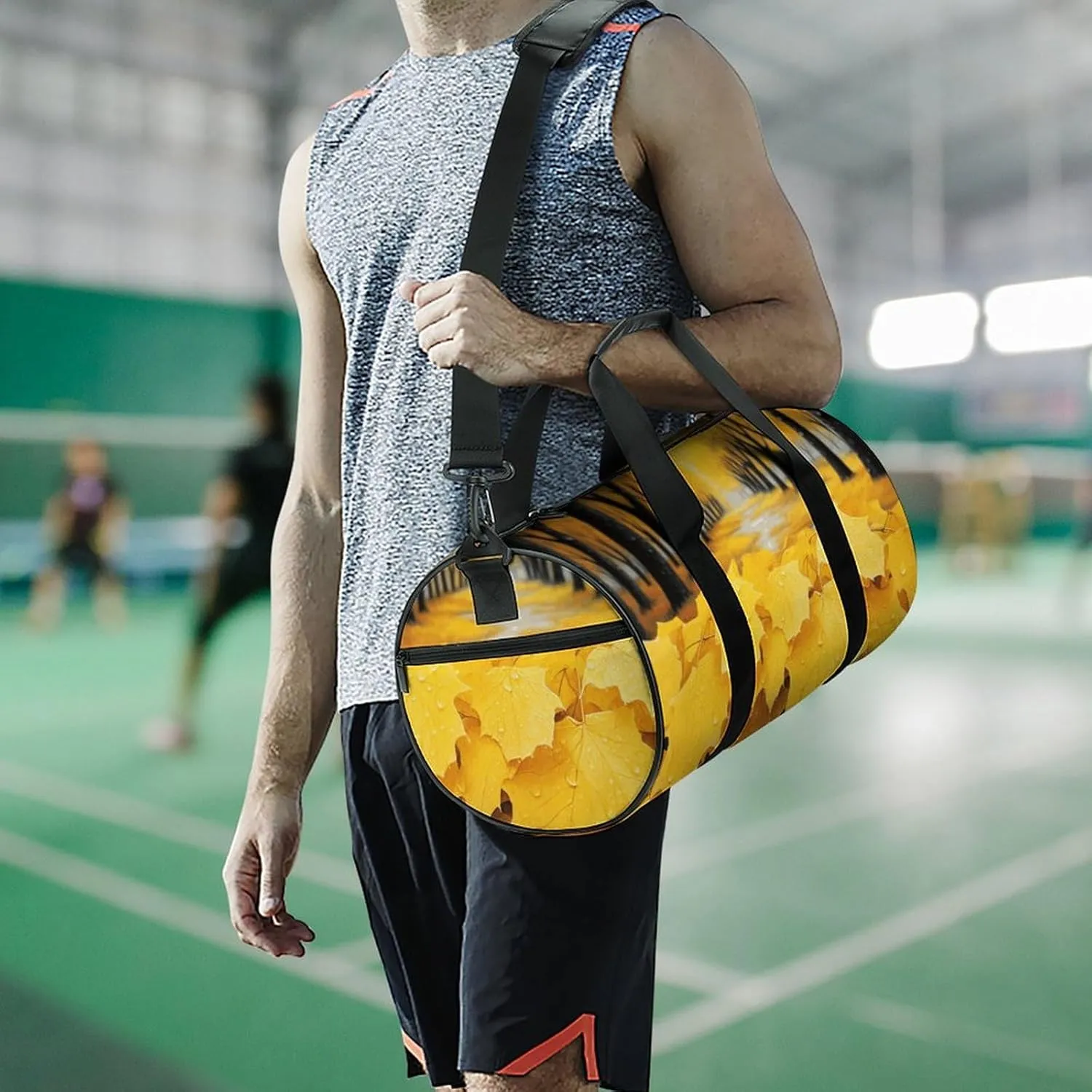 Duffel Bag for Men Women Gym Bag Autumn Yellow Leaves Travel Duffel Bag Waterproof Overnight Bag for Sports Workout