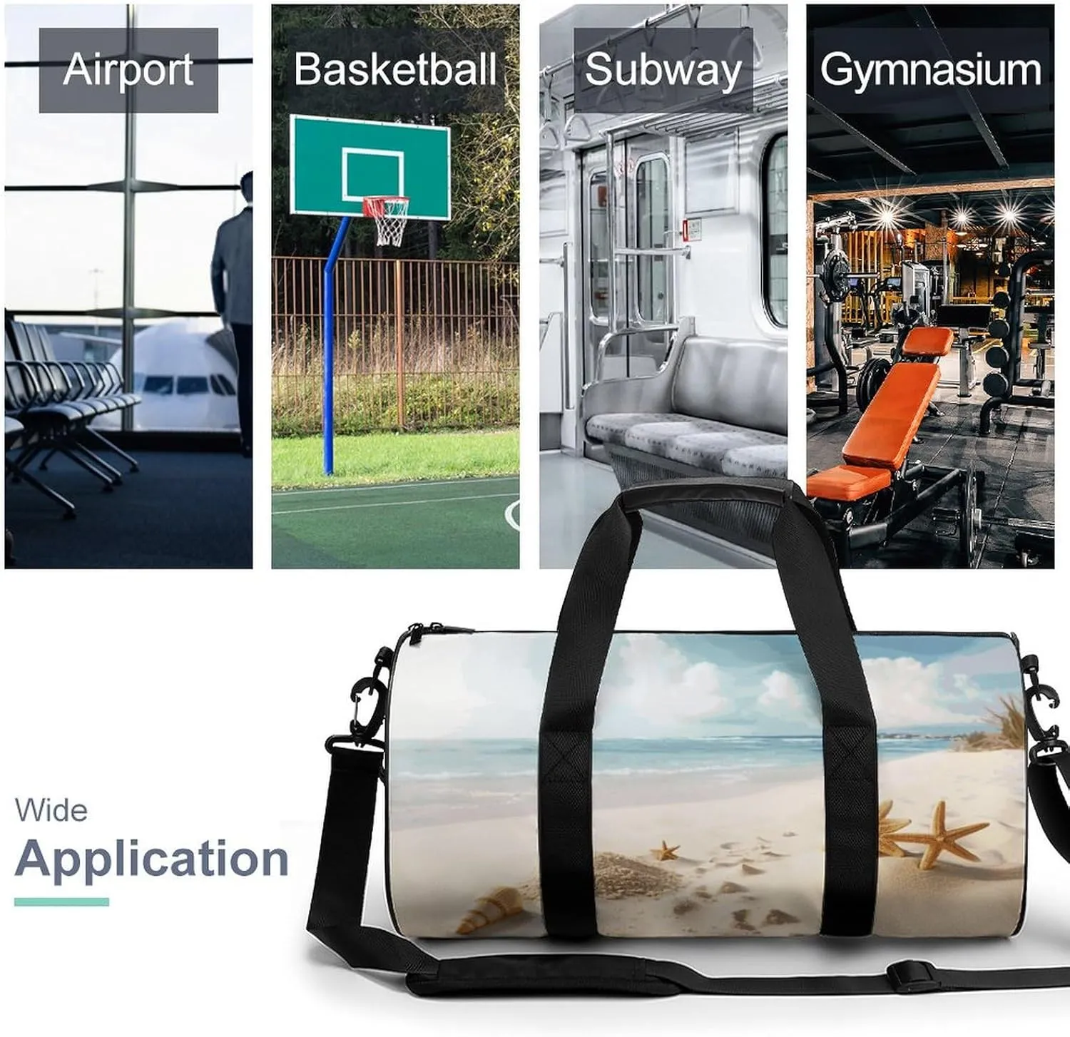 Duffel Bag for Men Women Gym Bag Beach Theme Travel Duffel Bag Waterproof Overnight Bag for Sports Workout
