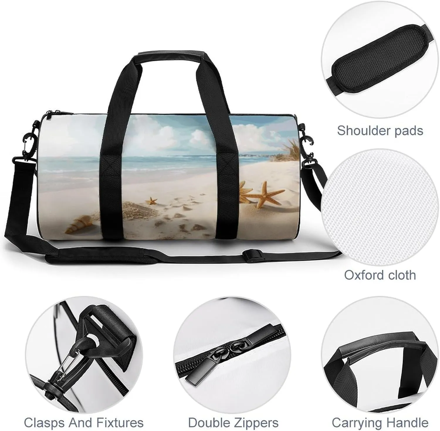 Duffel Bag for Men Women Gym Bag Beach Theme Travel Duffel Bag Waterproof Overnight Bag for Sports Workout