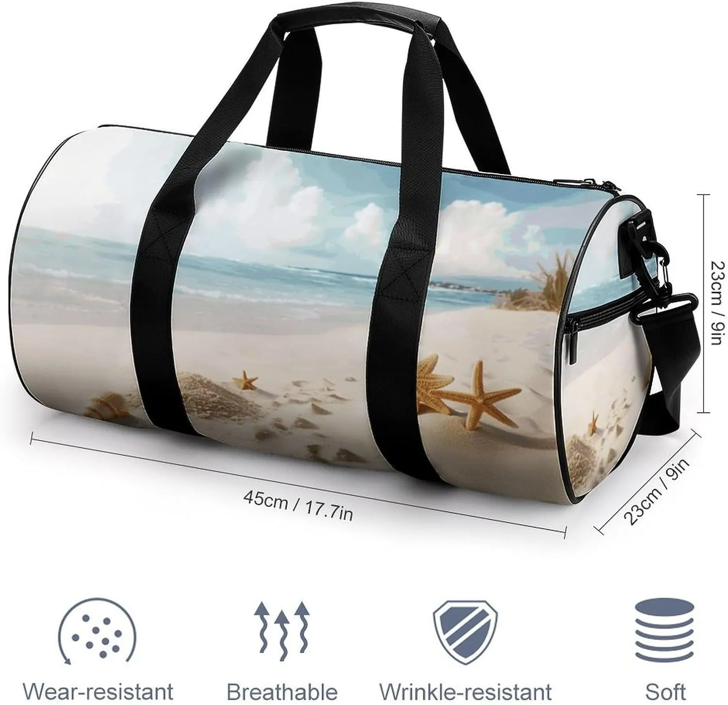 Duffel Bag for Men Women Gym Bag Beach Theme Travel Duffel Bag Waterproof Overnight Bag for Sports Workout