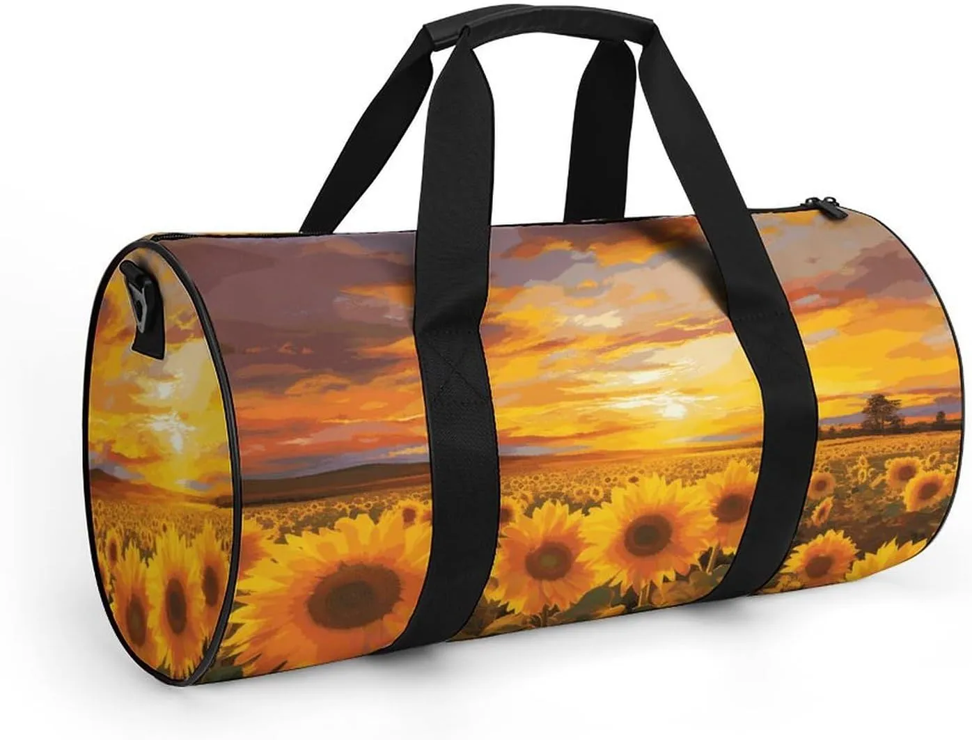 Duffel Bag for Men Women Gym Bag Beautiful Sunflower Field Sunset Travel Duffel Bag Waterproof Overnight Bag for Sports Workout