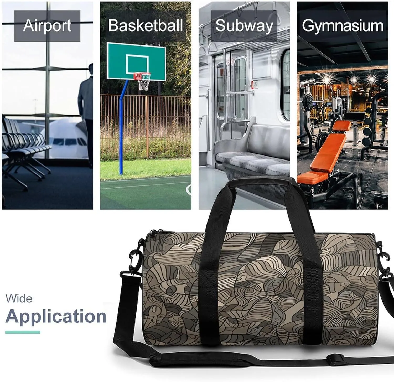 Duffel Bag for Men Women Gym Bag Beige Block Pattern Travel Duffel Bag Waterproof Overnight Bag for Sports Workout