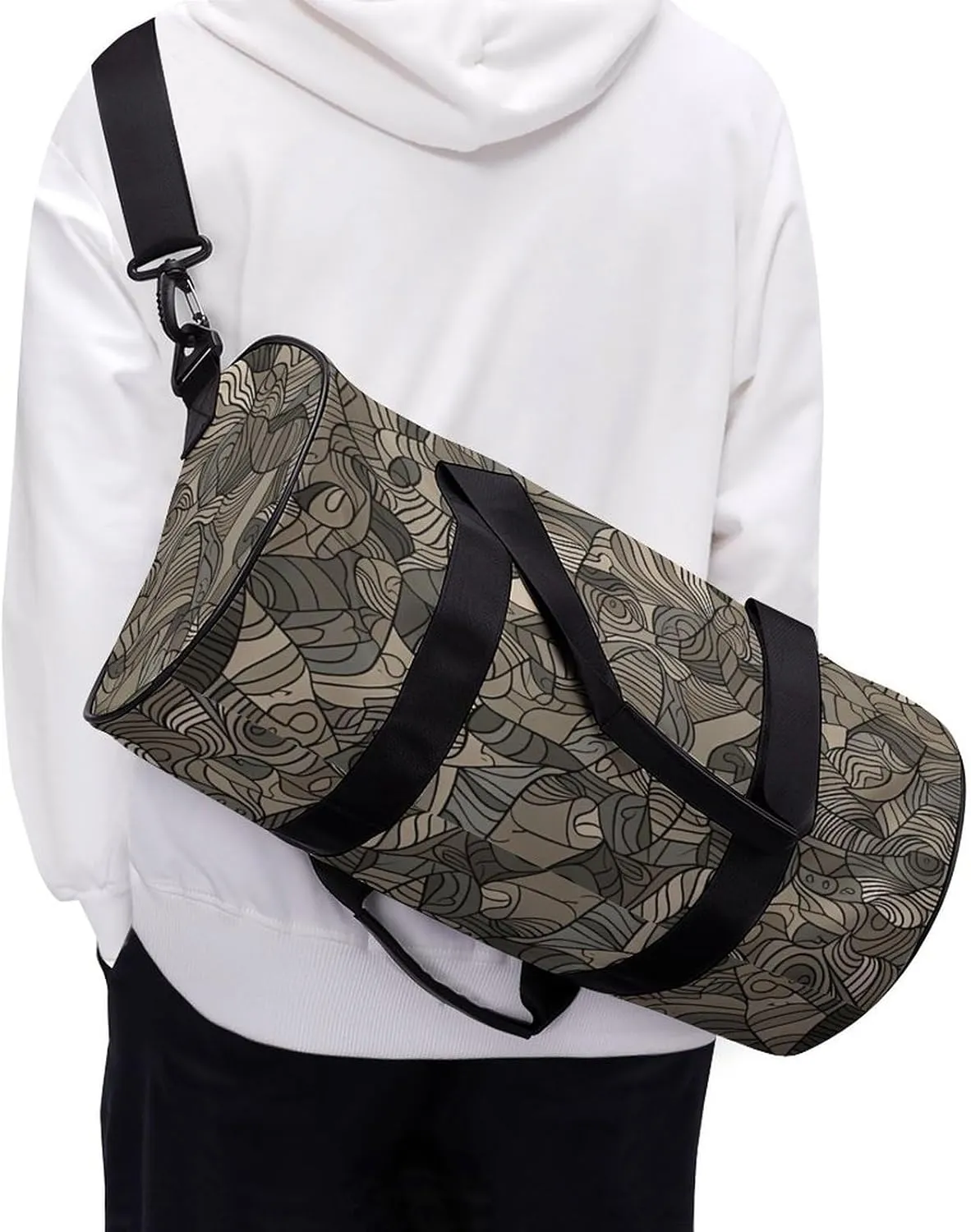 Duffel Bag for Men Women Gym Bag Beige Block Pattern Travel Duffel Bag Waterproof Overnight Bag for Sports Workout