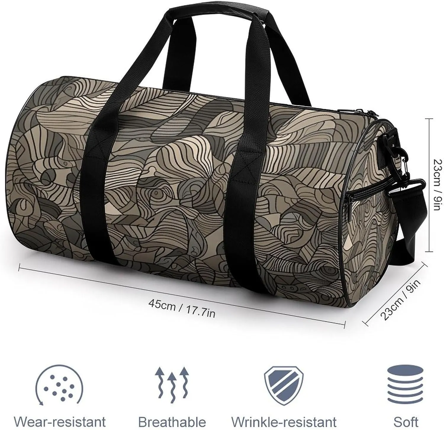 Duffel Bag for Men Women Gym Bag Beige Block Pattern Travel Duffel Bag Waterproof Overnight Bag for Sports Workout