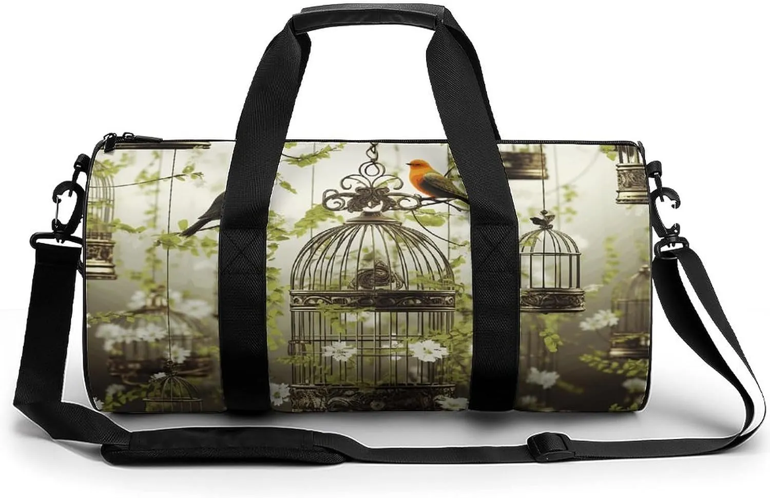 Duffel Bag for Men Women Gym Bag Birdcages And Birds Travel Duffel Bag Waterproof Overnight Bag for Sports Workout
