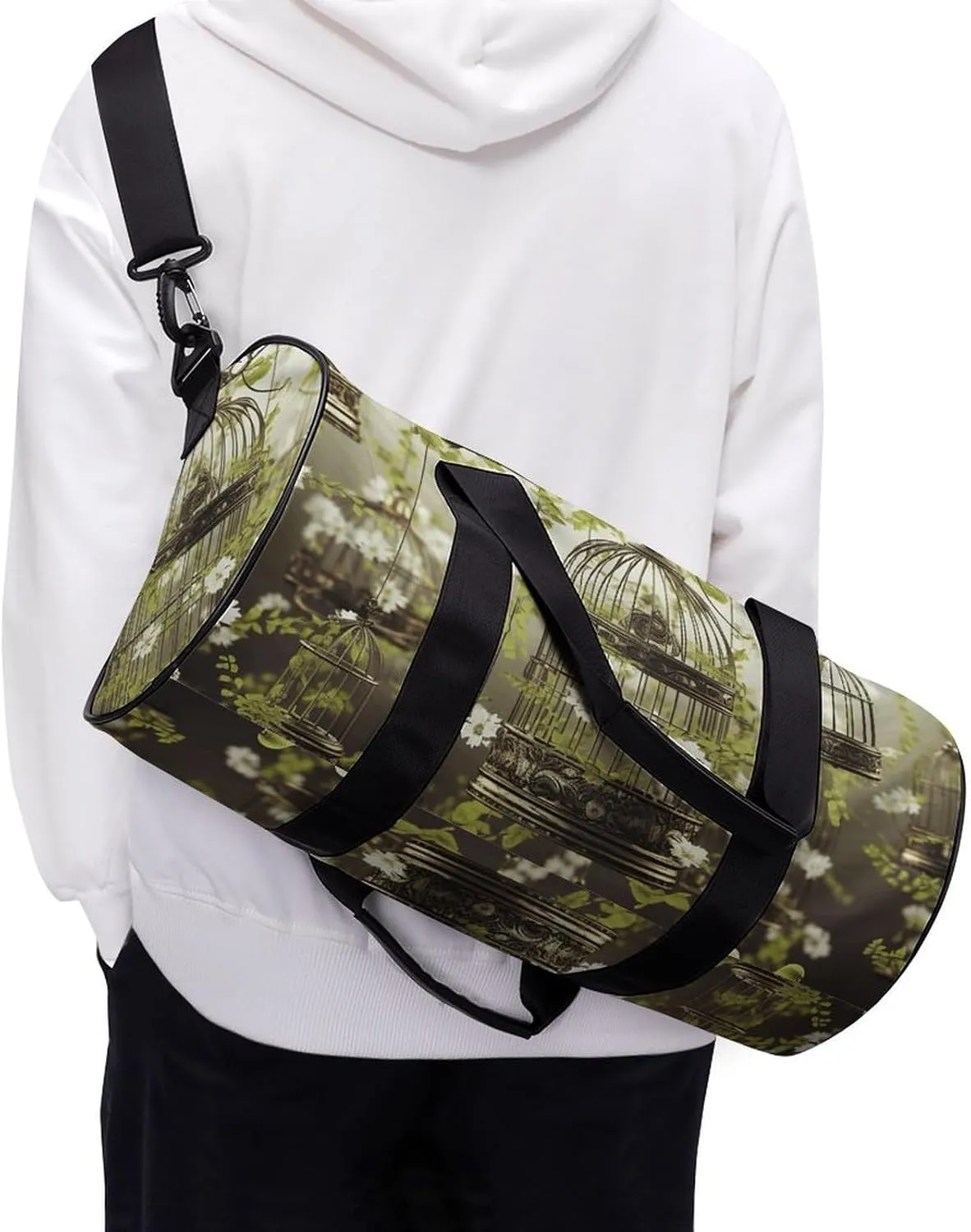 Duffel Bag for Men Women Gym Bag Birdcages And Birds Travel Duffel Bag Waterproof Overnight Bag for Sports Workout