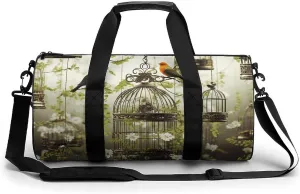 Duffel Bag for Men Women Gym Bag Birdcages And Birds Travel Duffel Bag Waterproof Overnight Bag for Sports Workout