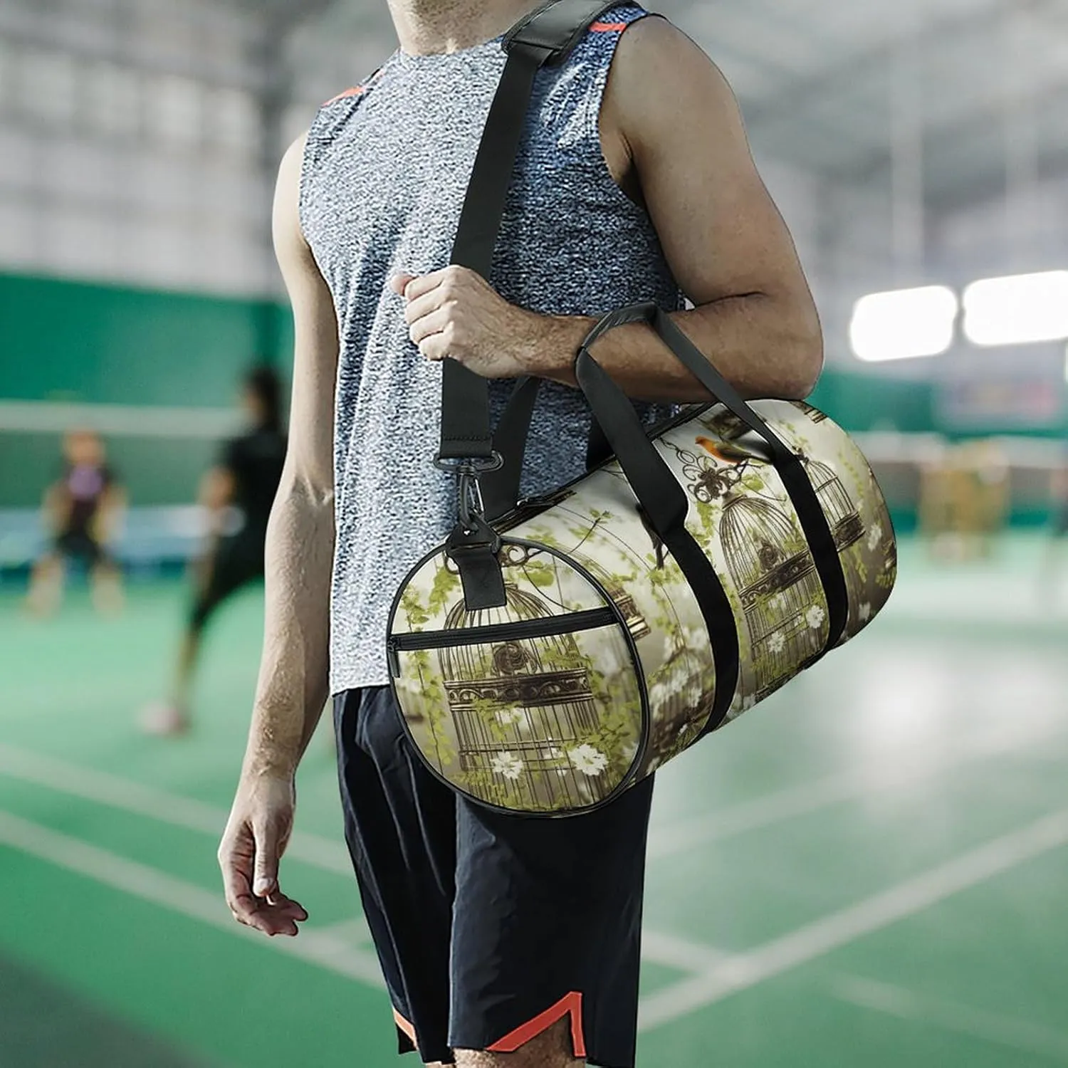 Duffel Bag for Men Women Gym Bag Birdcages And Birds Travel Duffel Bag Waterproof Overnight Bag for Sports Workout