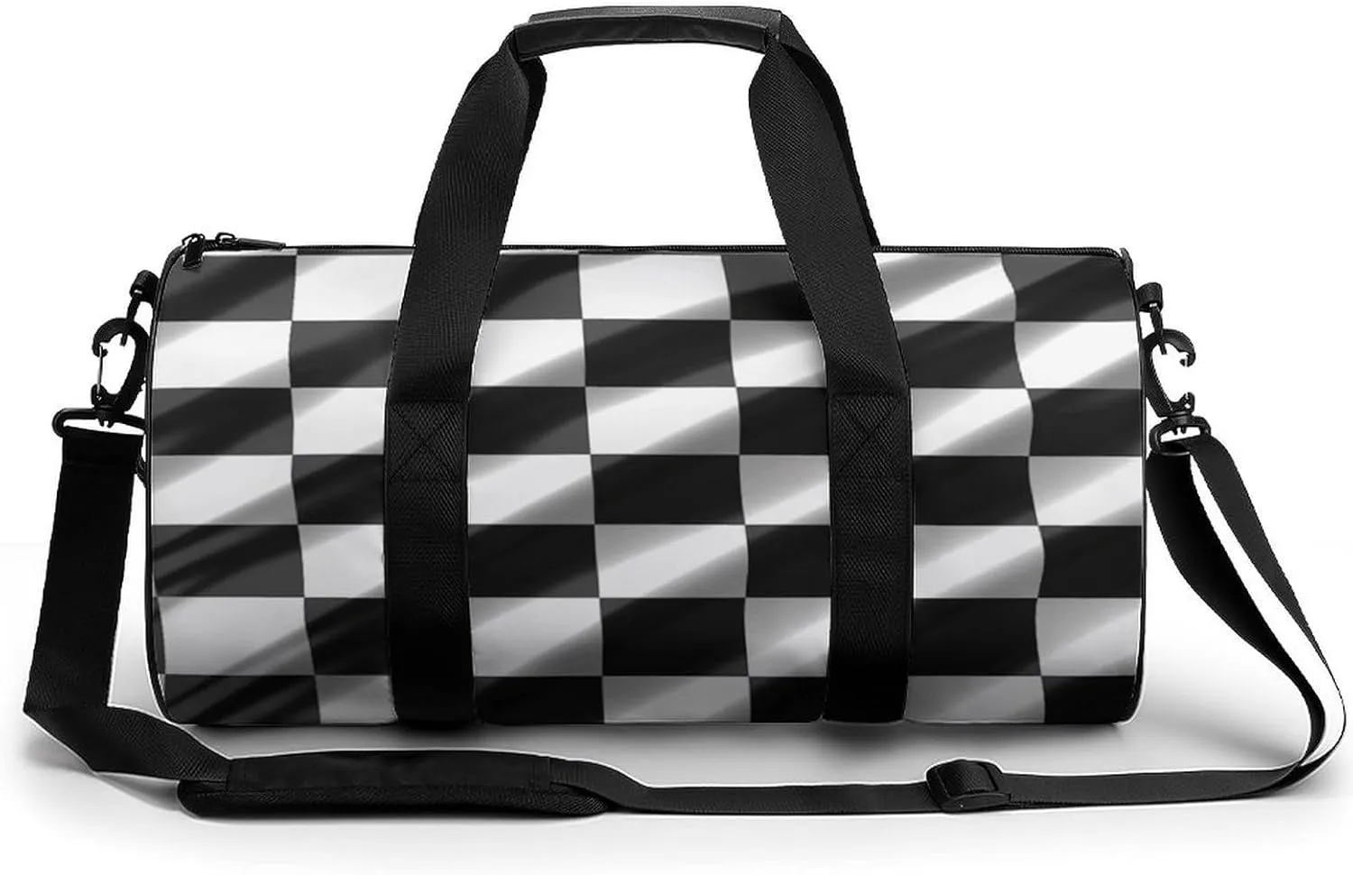 Duffel Bag for Men Women Gym Bag Black White Race Checkered Flag Travel Duffel Bag Waterproof Overnight Bag for Sports Workout