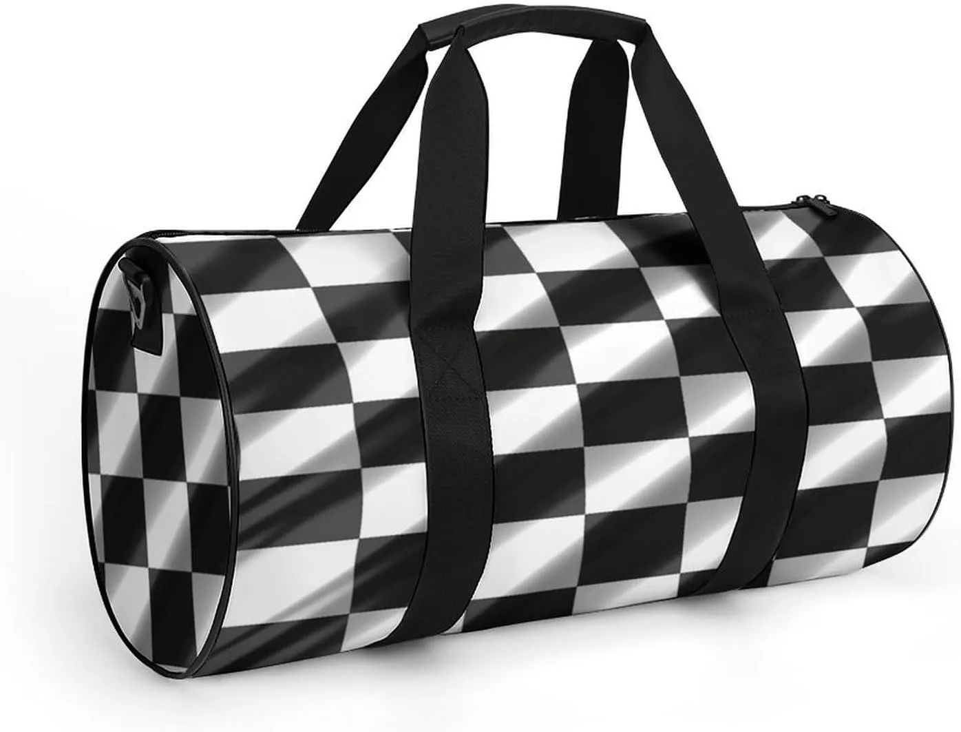 Duffel Bag for Men Women Gym Bag Black White Race Checkered Flag Travel Duffel Bag Waterproof Overnight Bag for Sports Workout