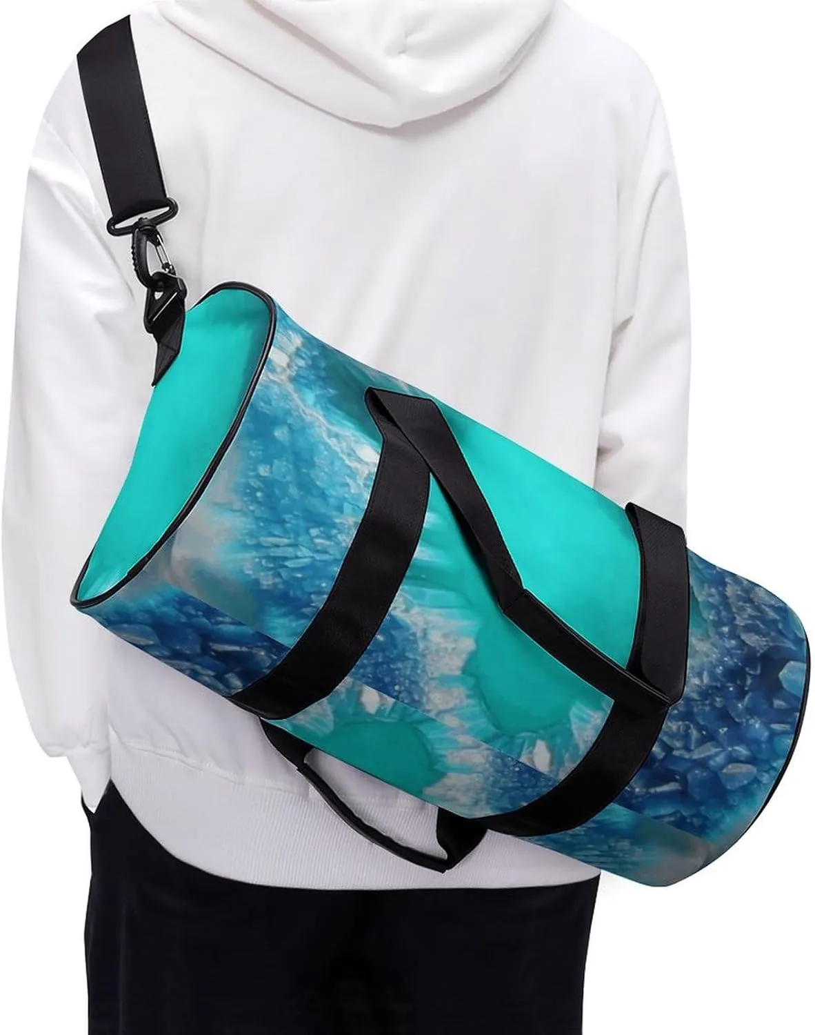 Duffel Bag for Men Women Gym Bag Bright Aqua Blue Turquoise Travel Duffel Bag Waterproof Overnight Bag for Sports Workout