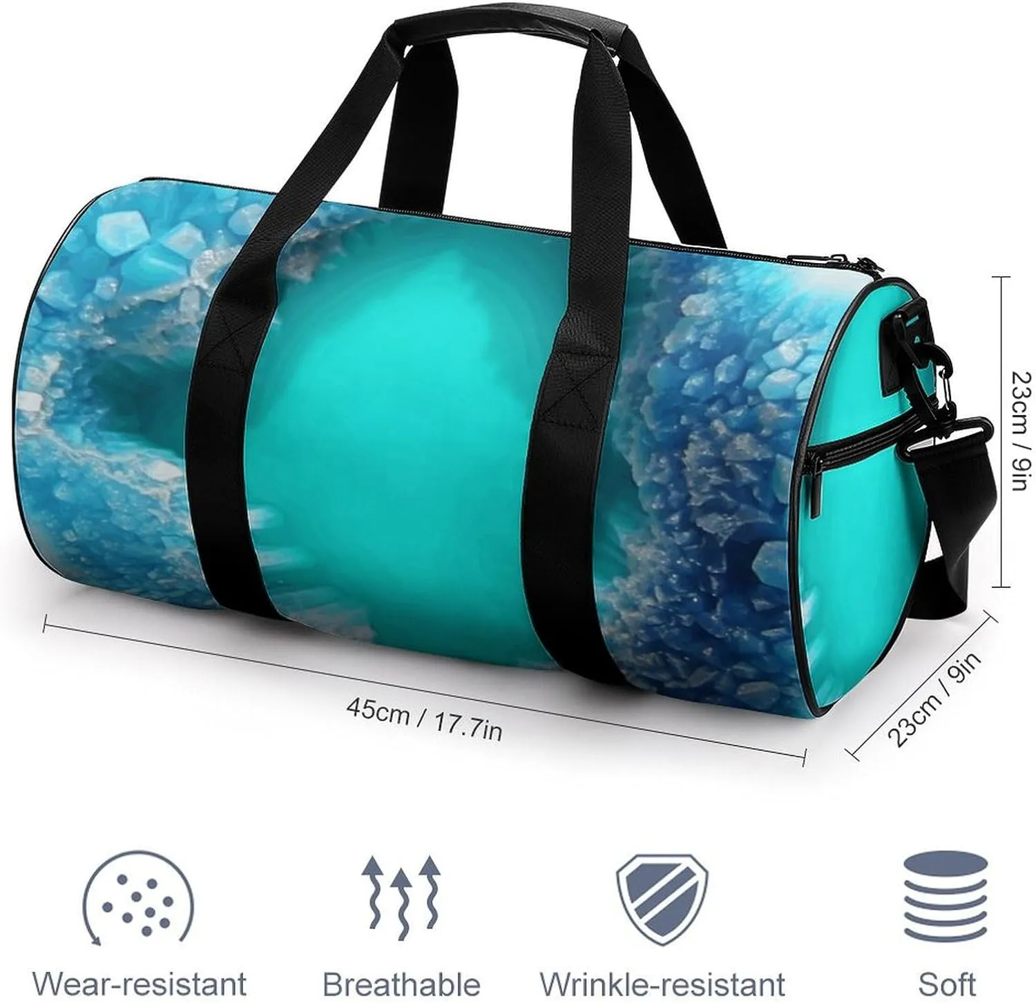 Duffel Bag for Men Women Gym Bag Bright Aqua Blue Turquoise Travel Duffel Bag Waterproof Overnight Bag for Sports Workout