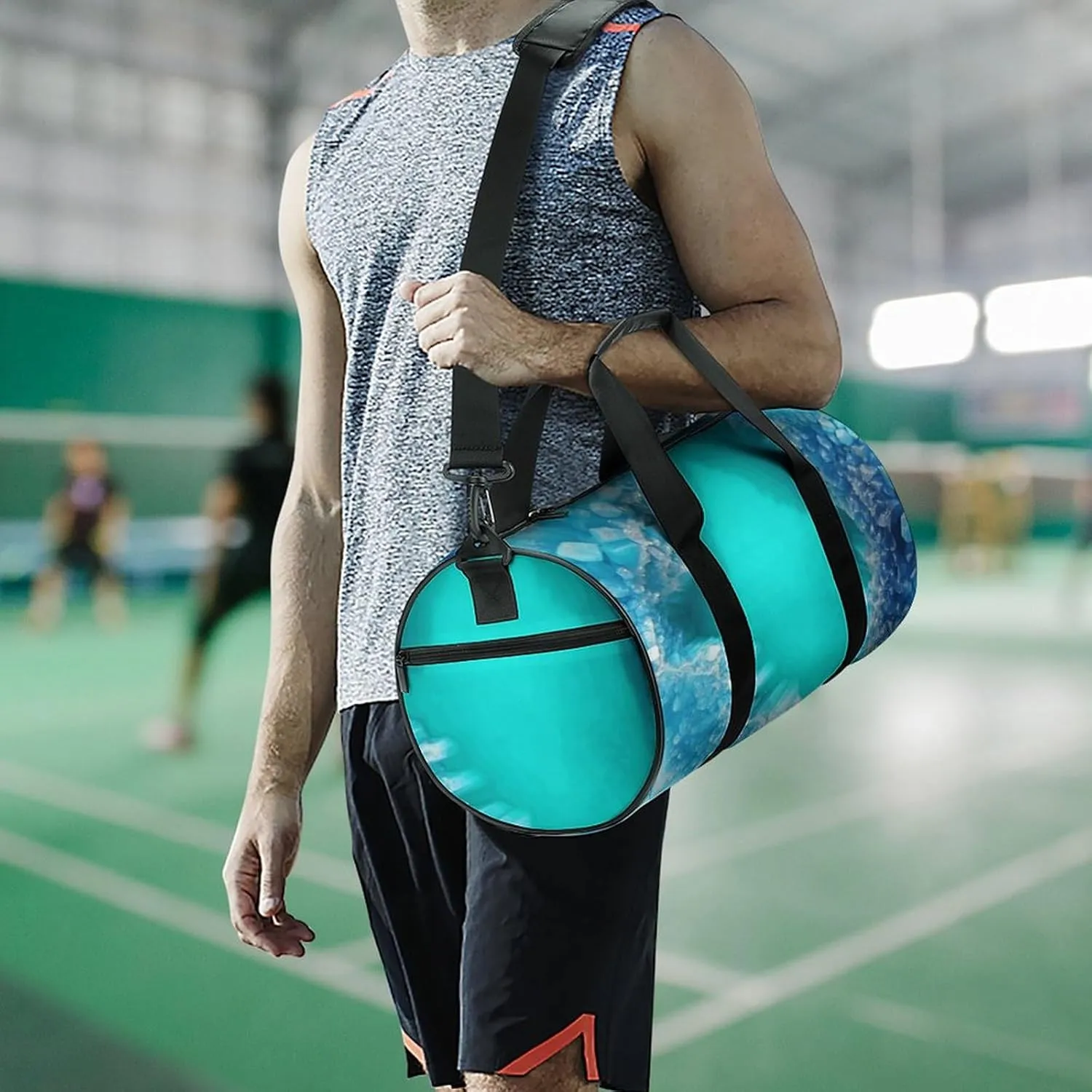 Duffel Bag for Men Women Gym Bag Bright Aqua Blue Turquoise Travel Duffel Bag Waterproof Overnight Bag for Sports Workout