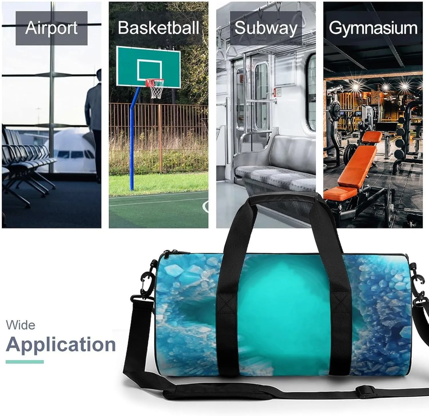 Duffel Bag for Men Women Gym Bag Bright Aqua Blue Turquoise Travel Duffel Bag Waterproof Overnight Bag for Sports Workout