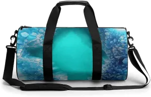 Duffel Bag for Men Women Gym Bag Bright Aqua Blue Turquoise Travel Duffel Bag Waterproof Overnight Bag for Sports Workout